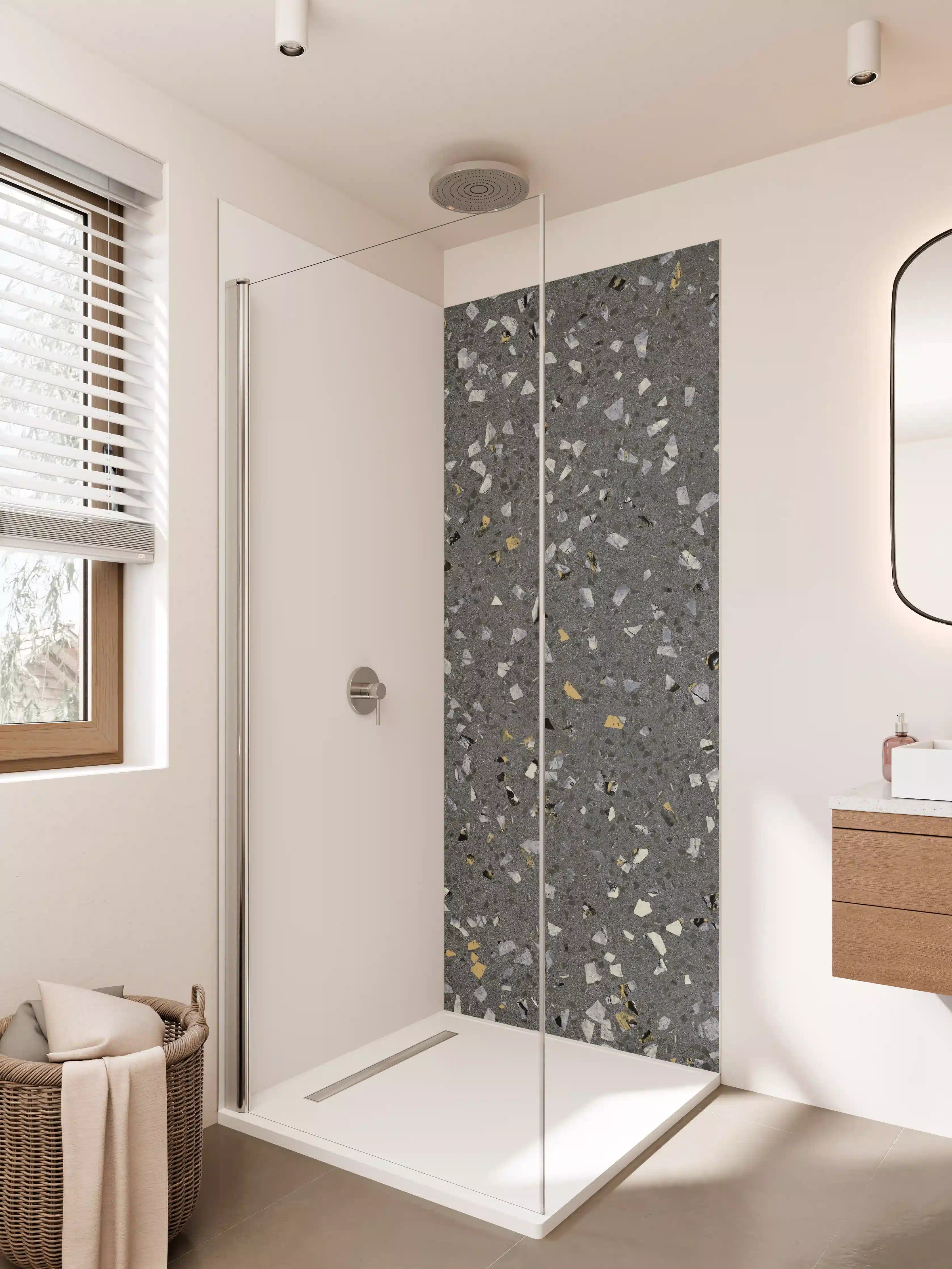 Duschrückwand - Gräuliches Wandmuster - Marmor