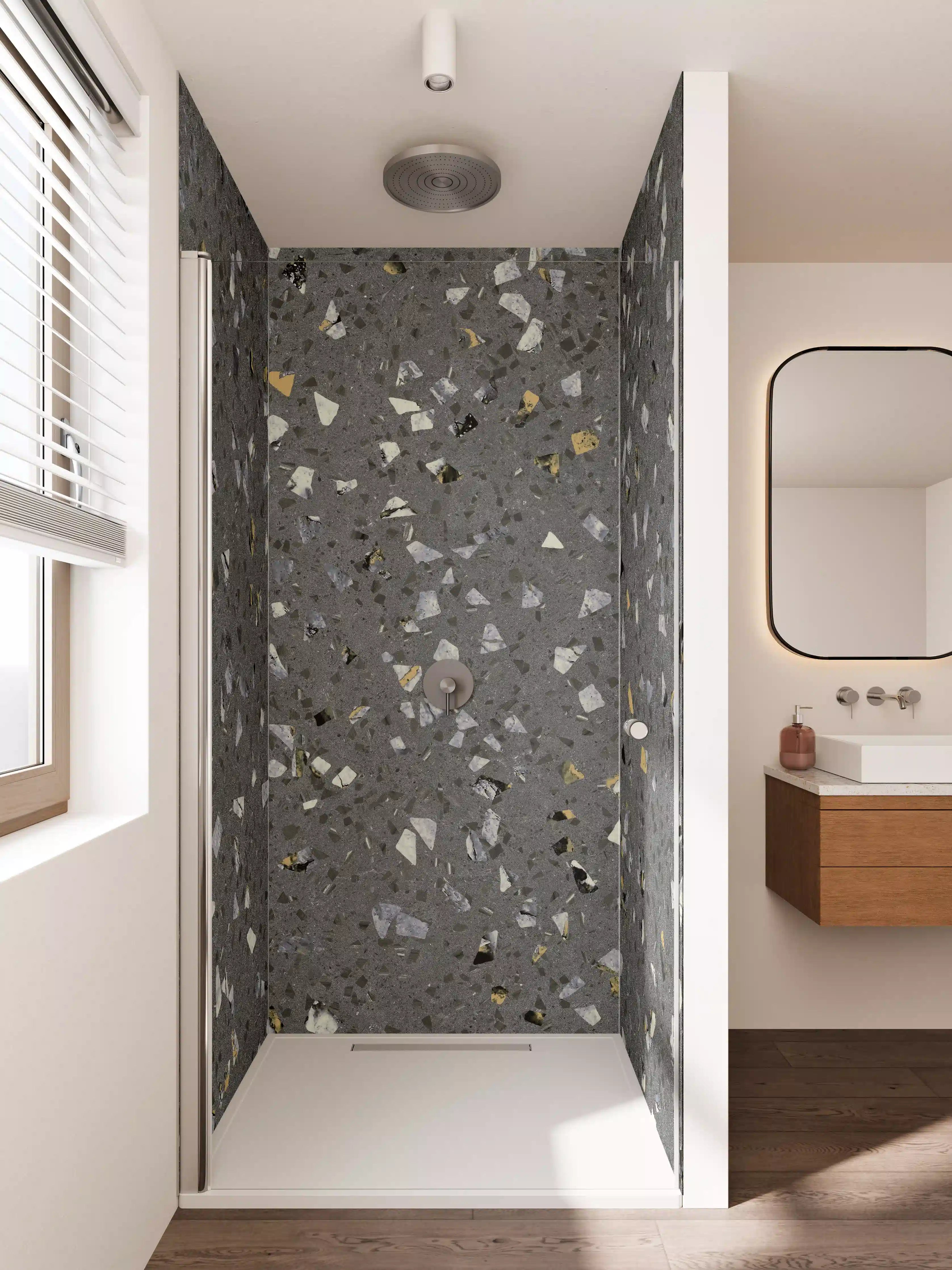 Duschrückwand - Gräuliches Wandmuster - Marmor