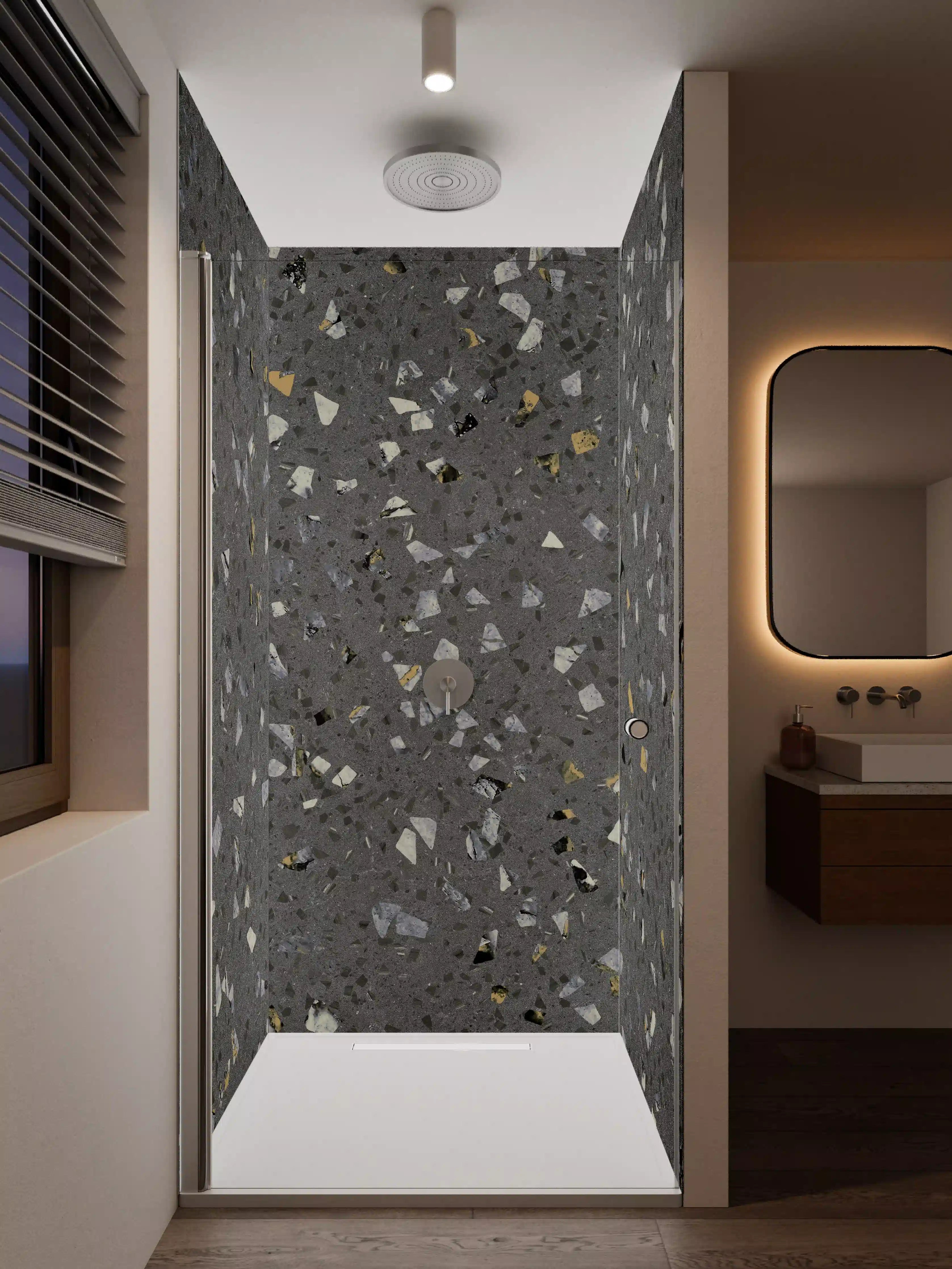 Duschrückwand - Gräuliches Wandmuster - Marmor