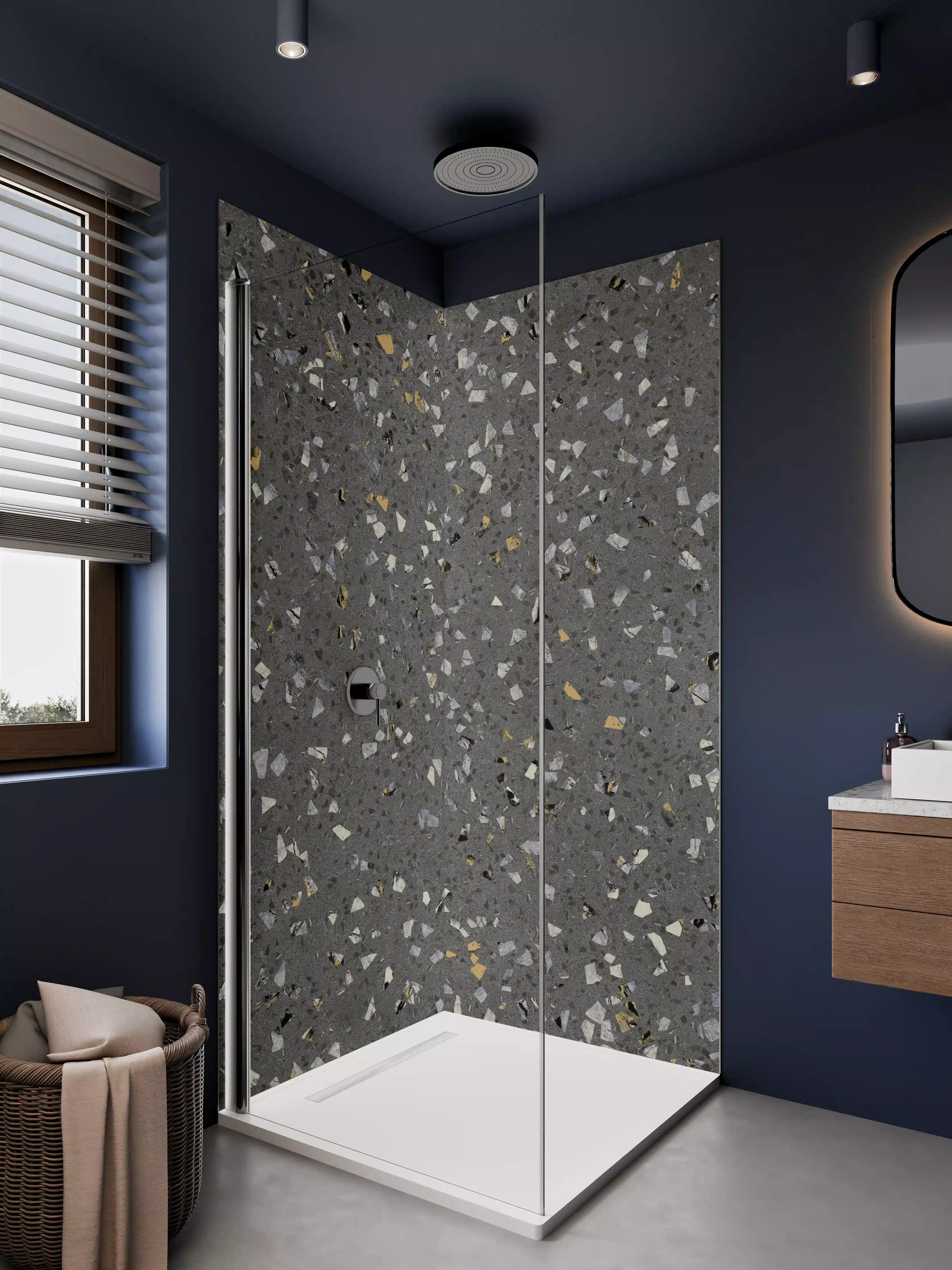 Duschrückwand - Gräuliches Wandmuster - Marmor