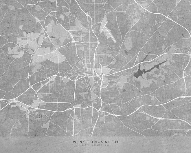 Duschrückwand - Grau-weißer Vintage-Stadtplan Winston Salem