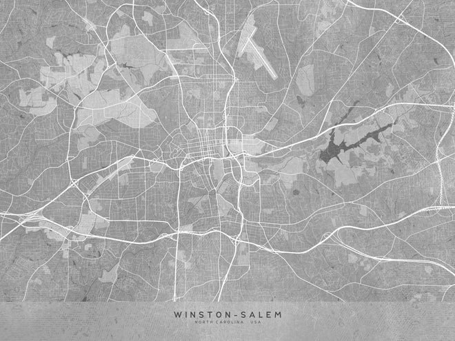 Duschrückwand - Graue Vintage-Stadtplan Winston-Salem Deko