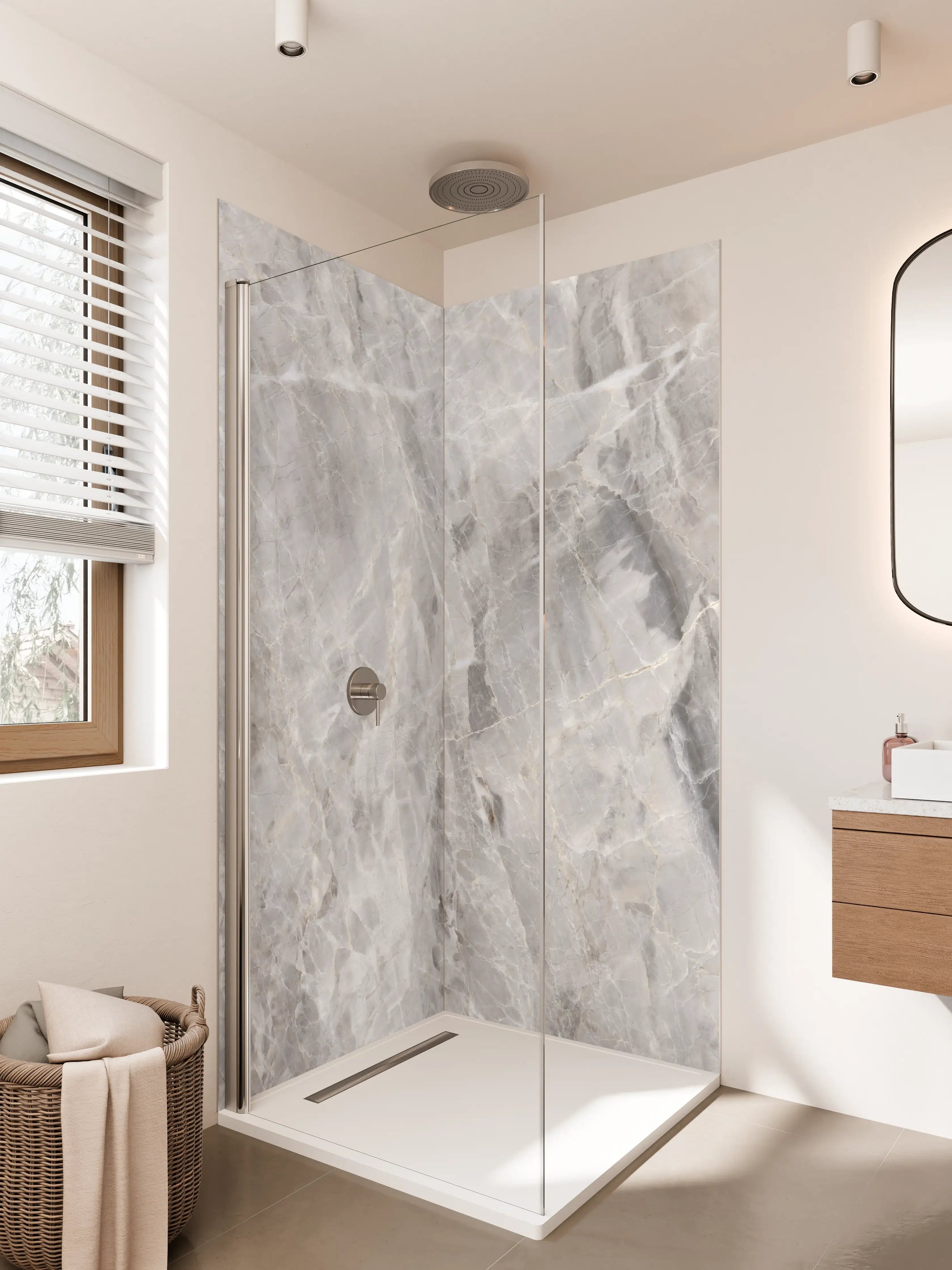 Duschrückwand - Grauer Marmor - Granit