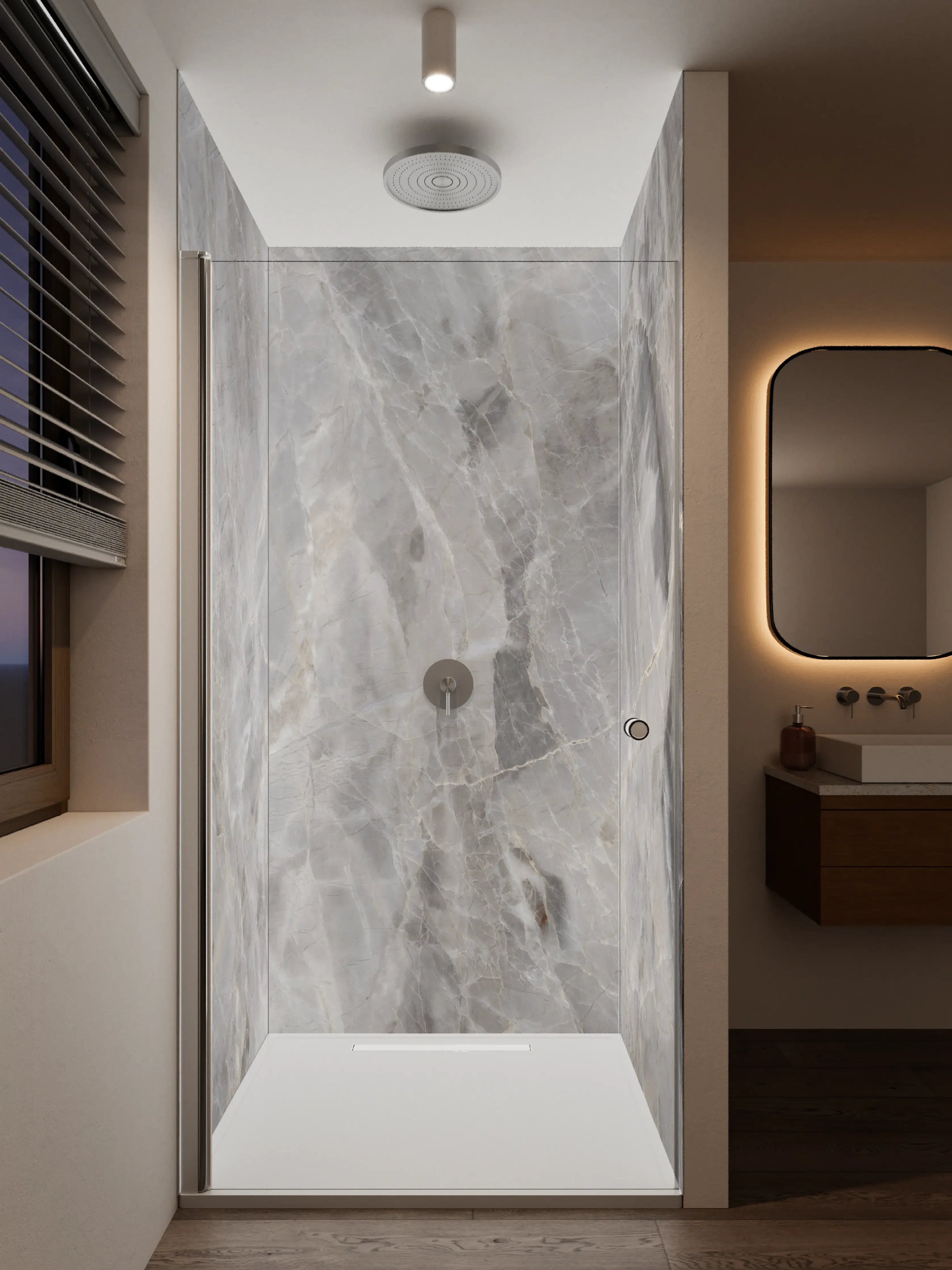 Duschrückwand - Grauer Marmor - Granit