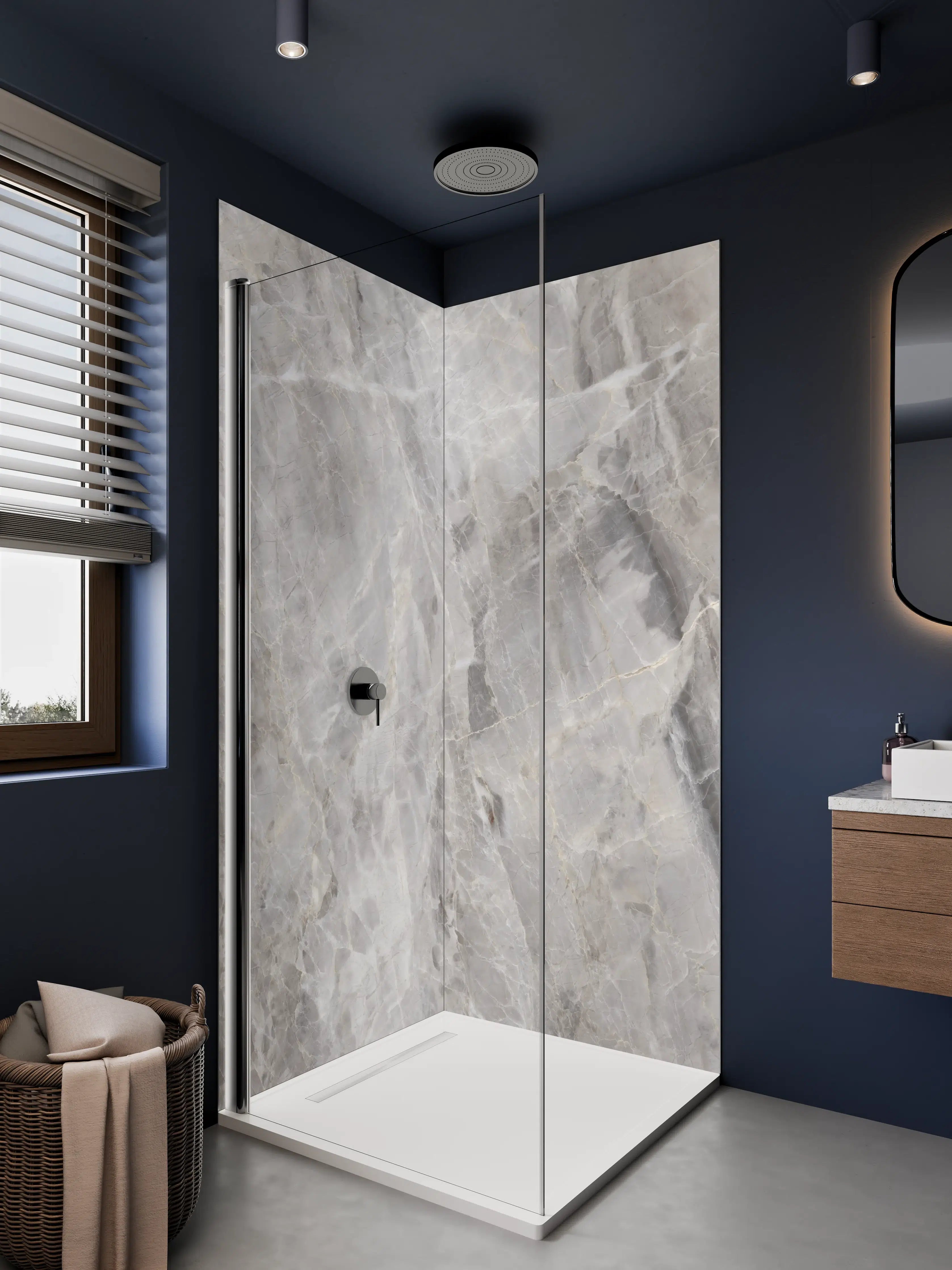 Duschrückwand - Grauer Marmor - Granit