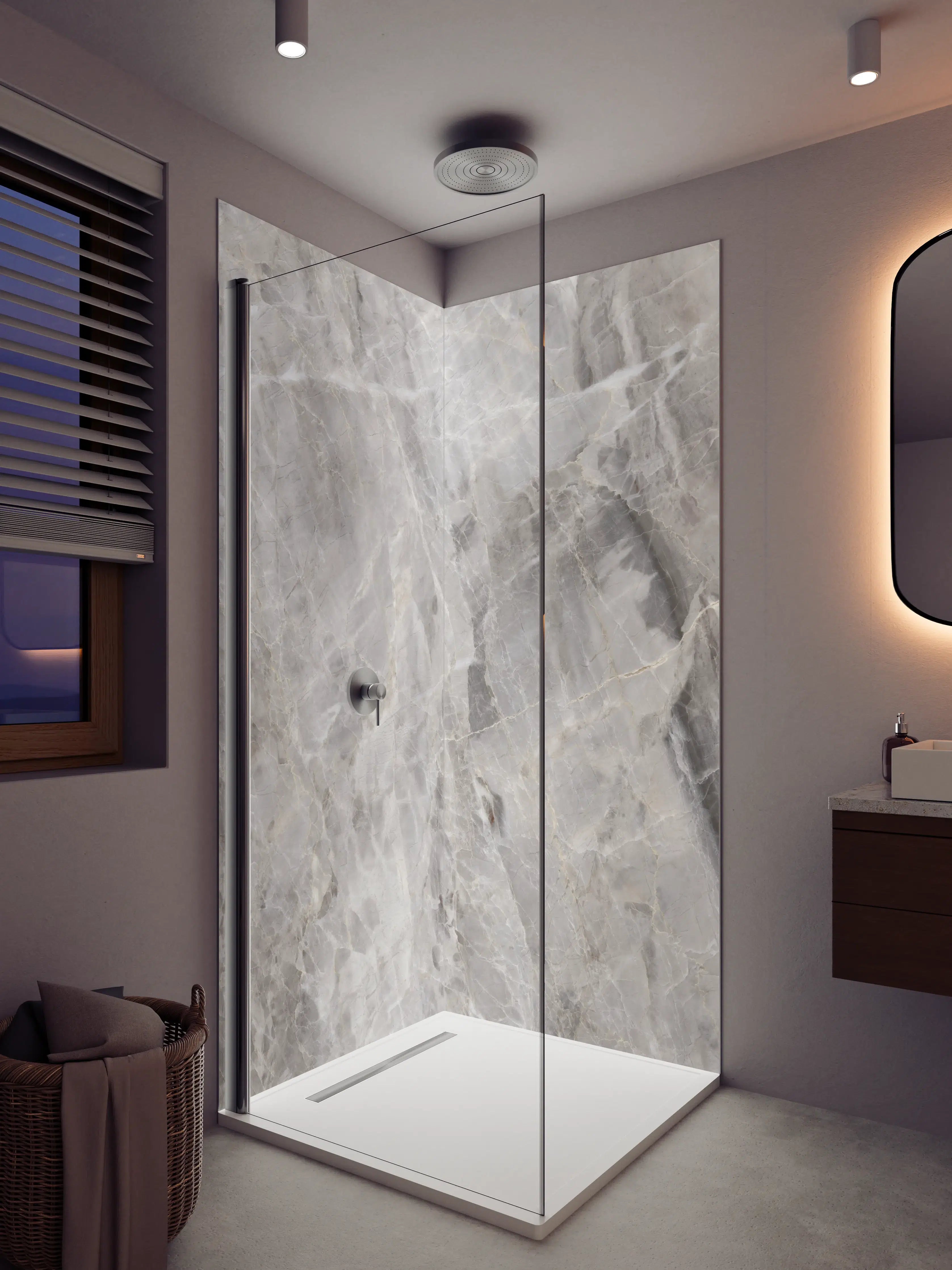 Duschrückwand - Grauer Marmor - Granit