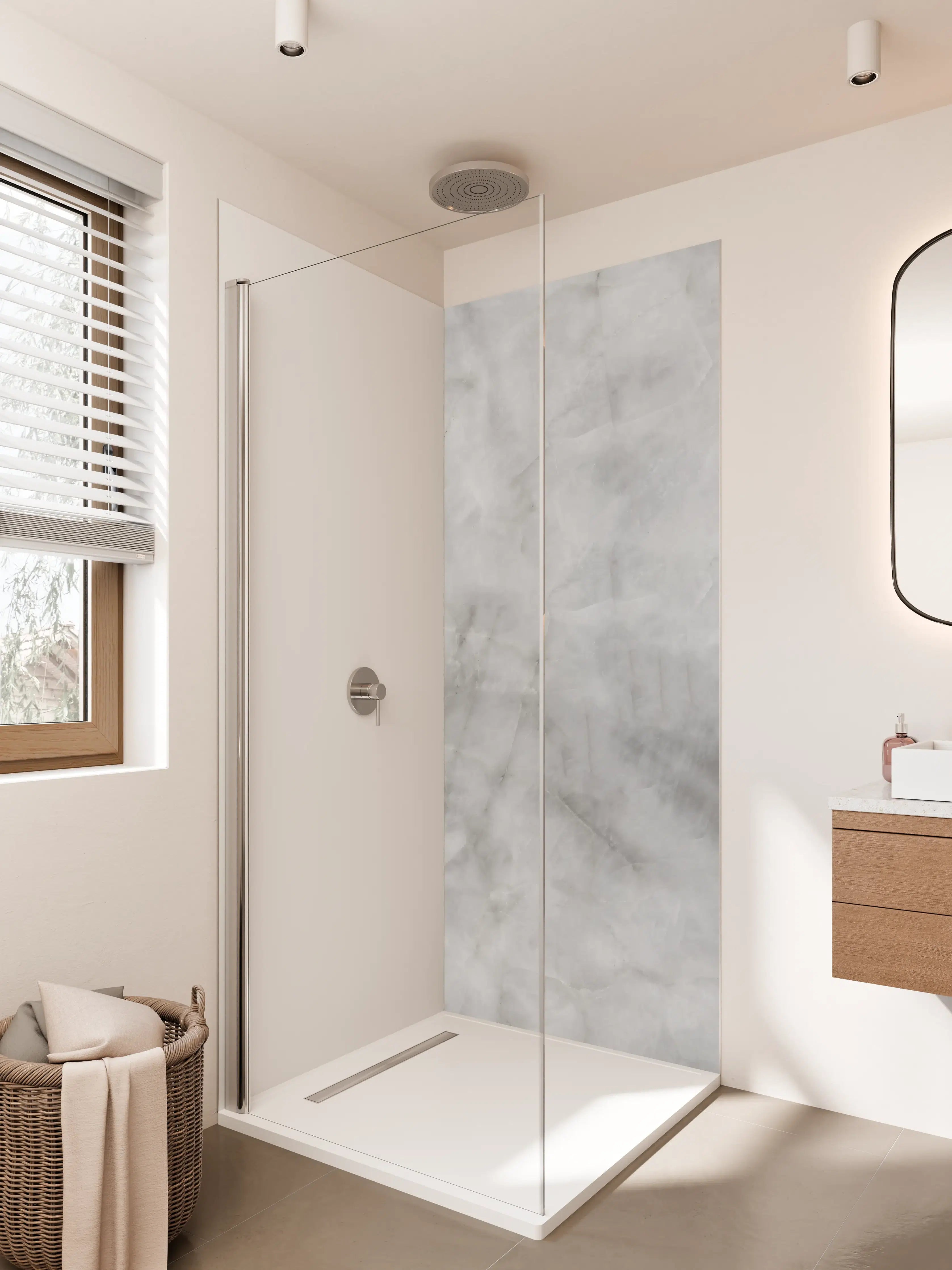 Duschrückwand - Grauer Marmor-Feeling