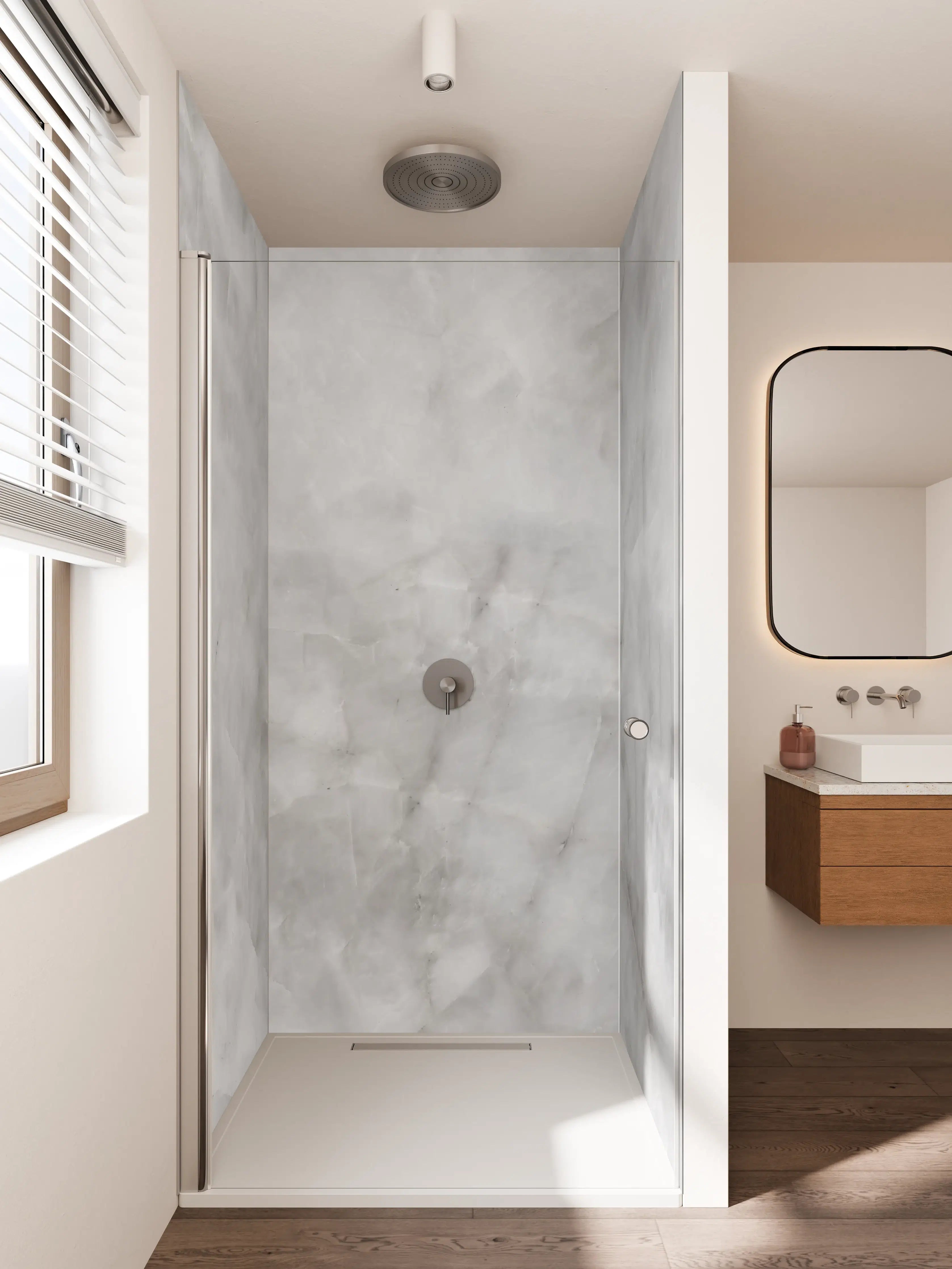 Duschrückwand - Grauer Marmor-Feeling