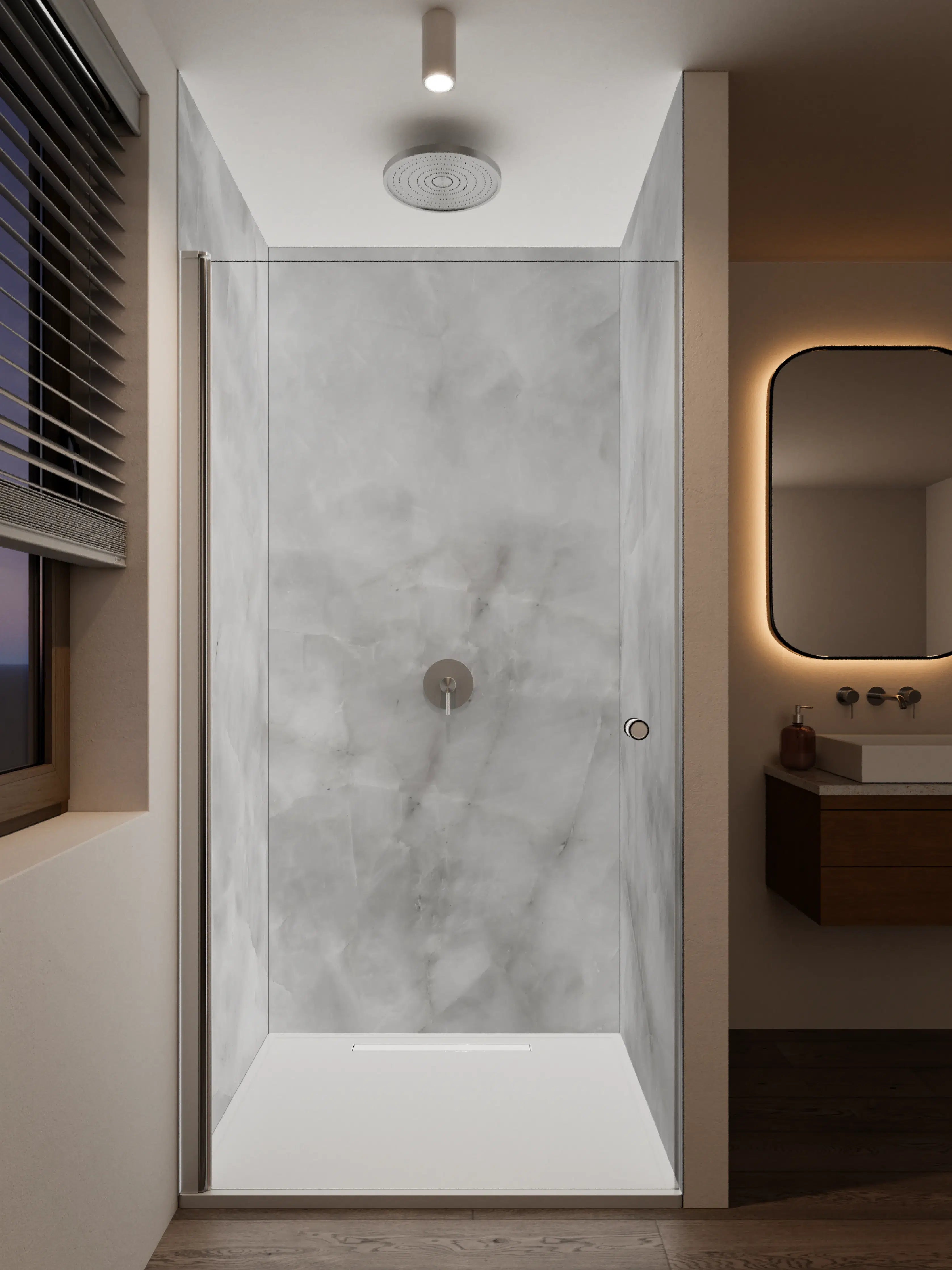 Duschrückwand - Grauer Marmor-Feeling