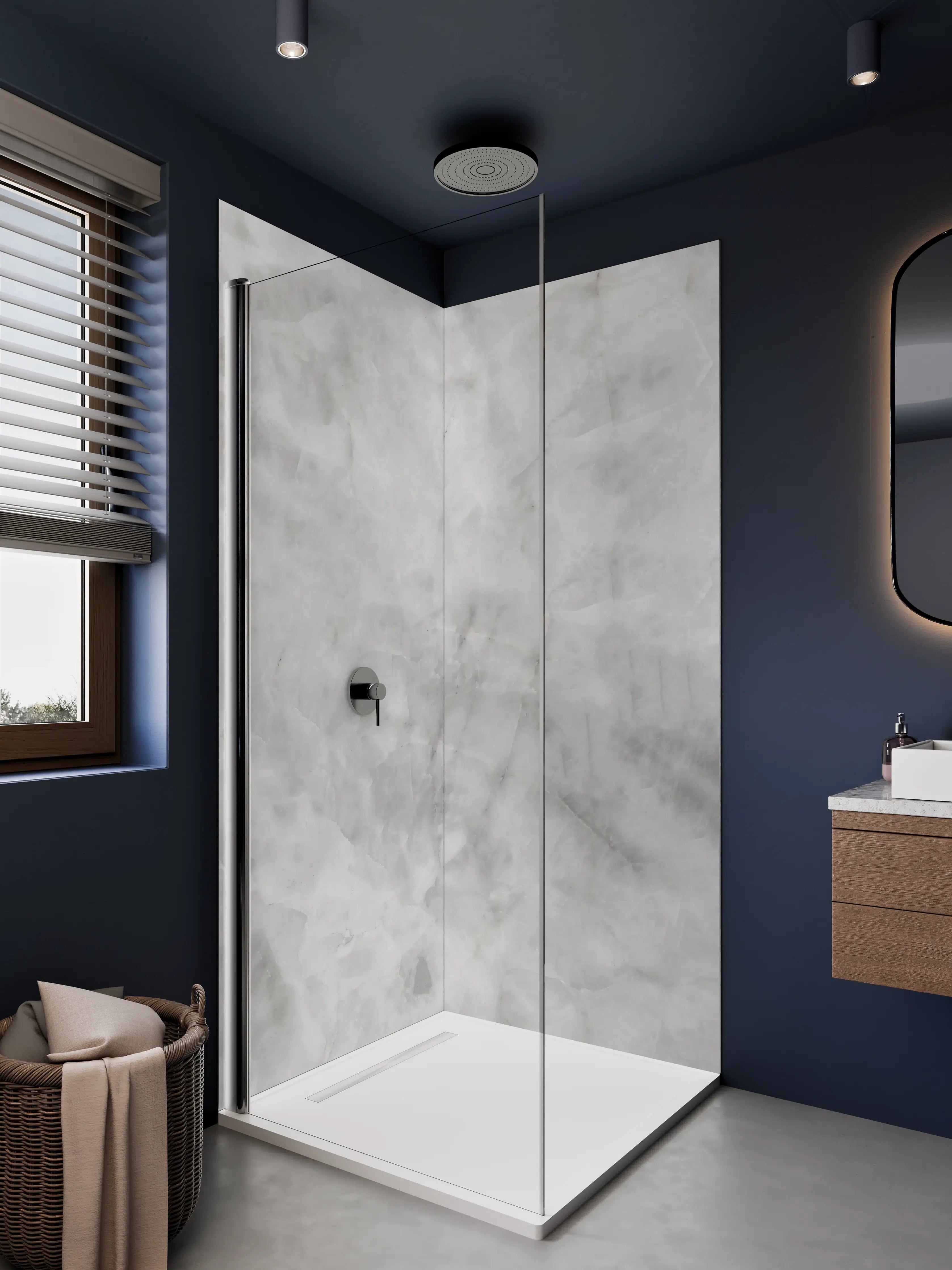 Duschrückwand - Grauer Marmor-Feeling