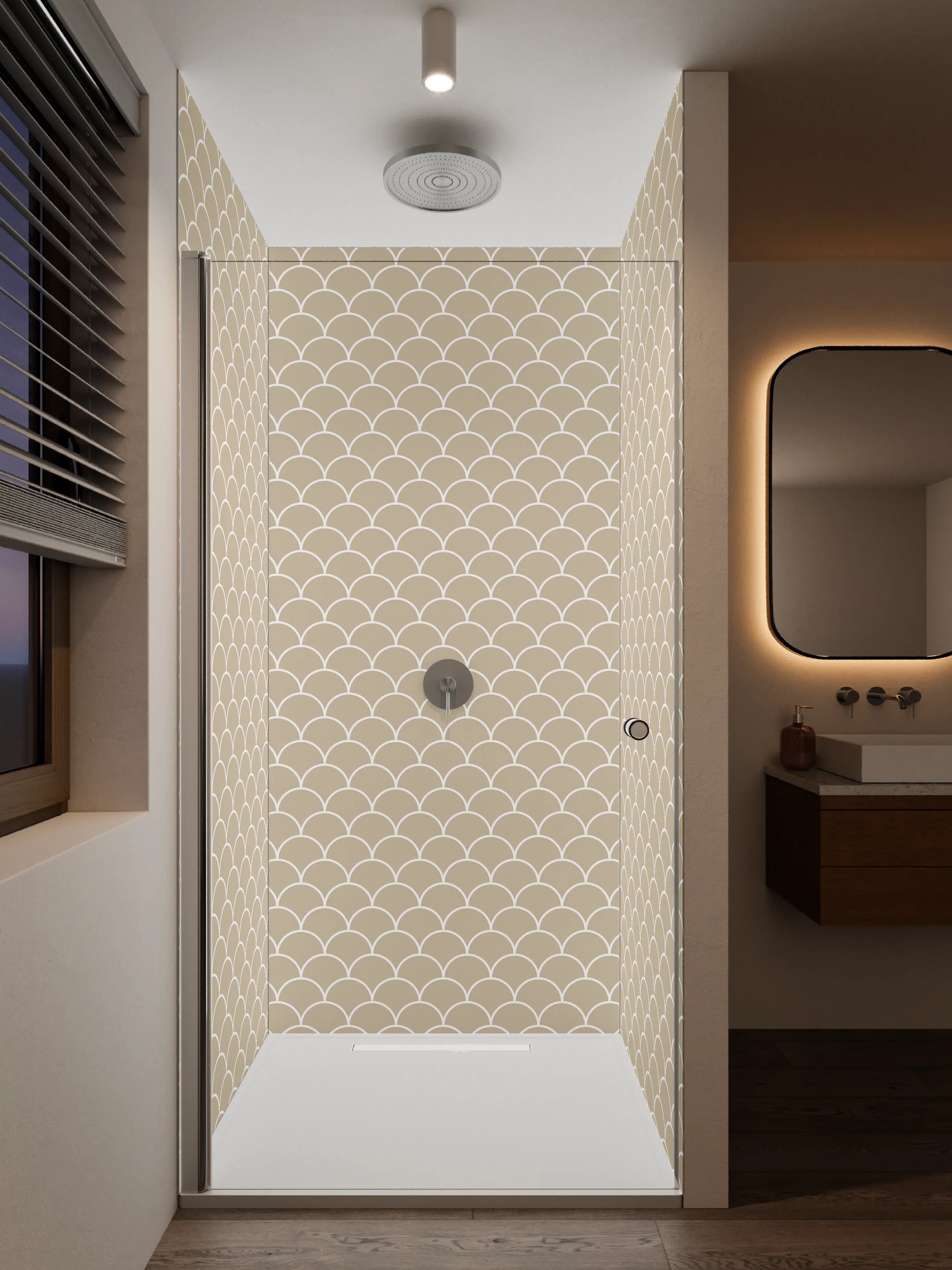 Duschrückwand - Grauweißes Schuppenmuster