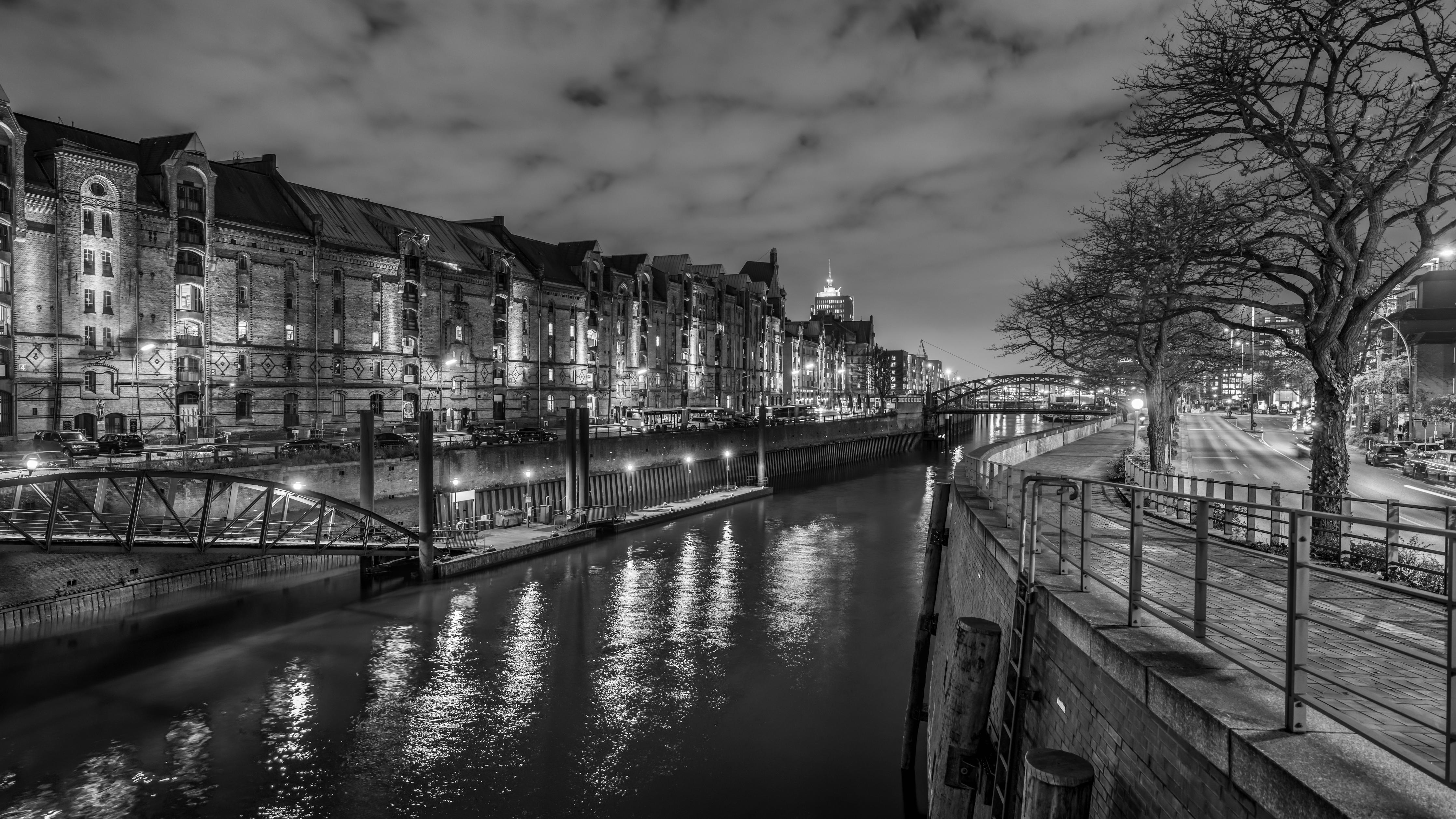 Duschrückwand-Hamburg Nacht