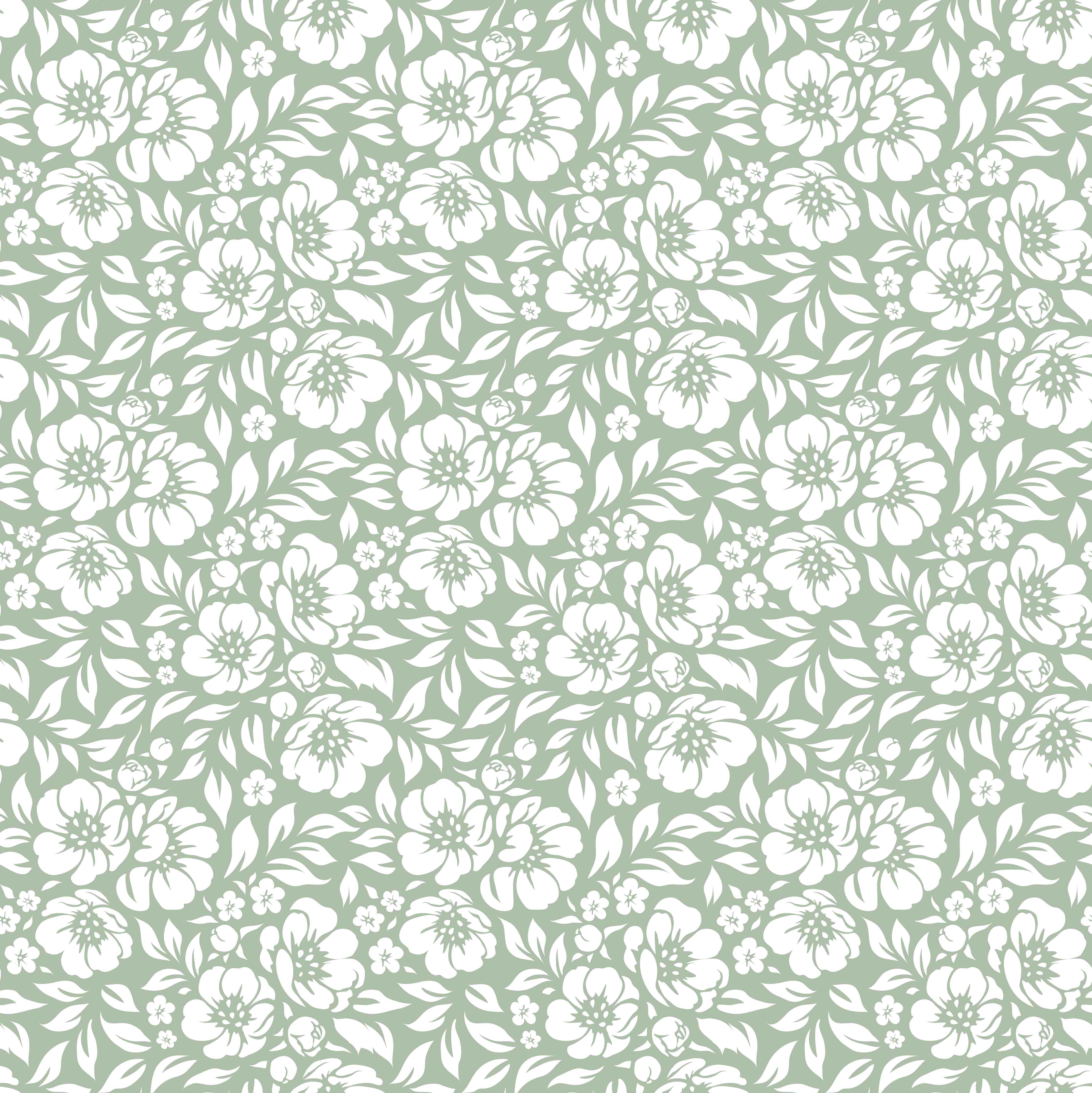 Duschrückwand-Hawaiianische Blumenmuster, Pastellgrün und Weiß, florales Design