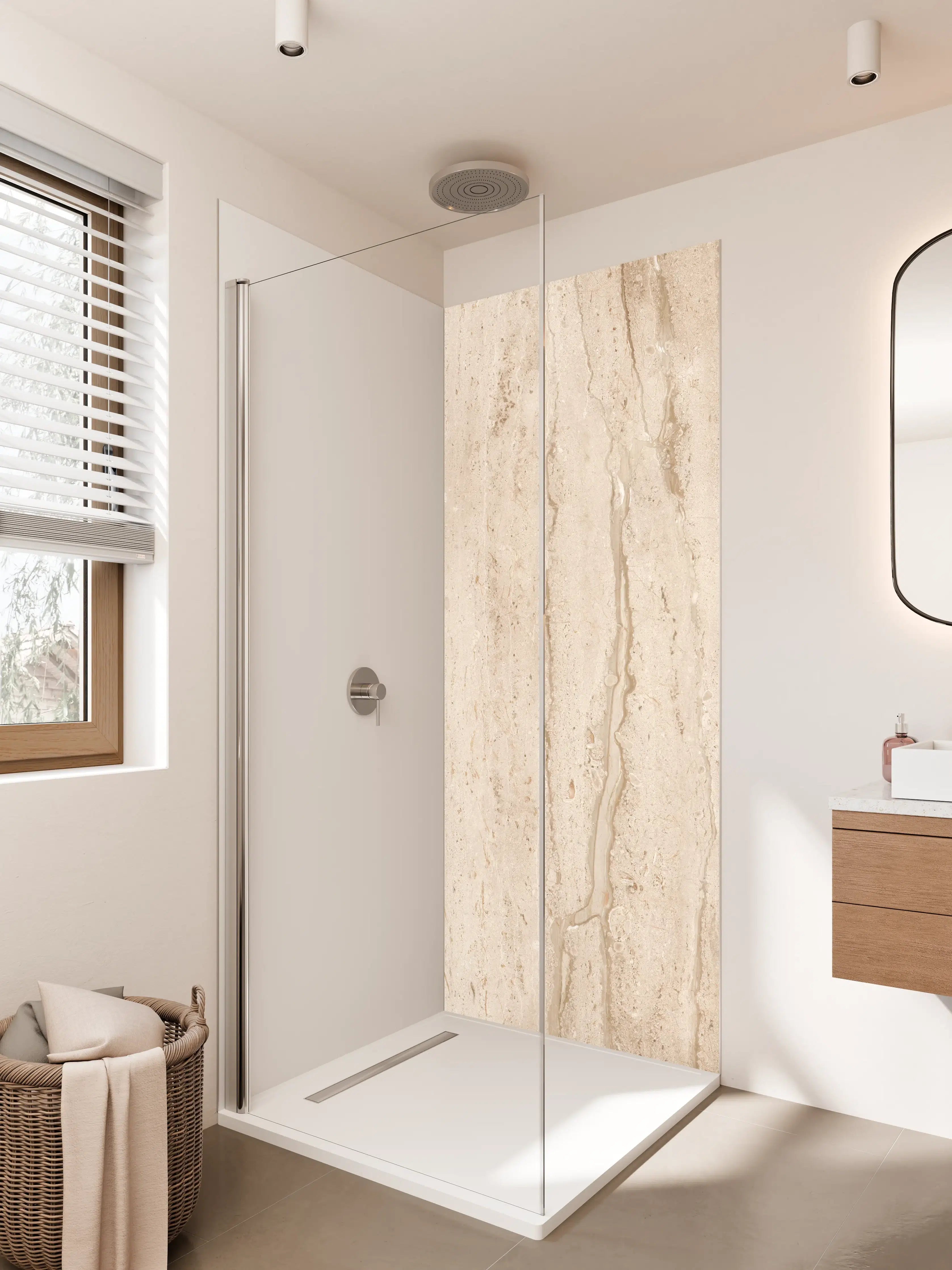 Duschrückwand - Helle Beige-Marmor-Textur