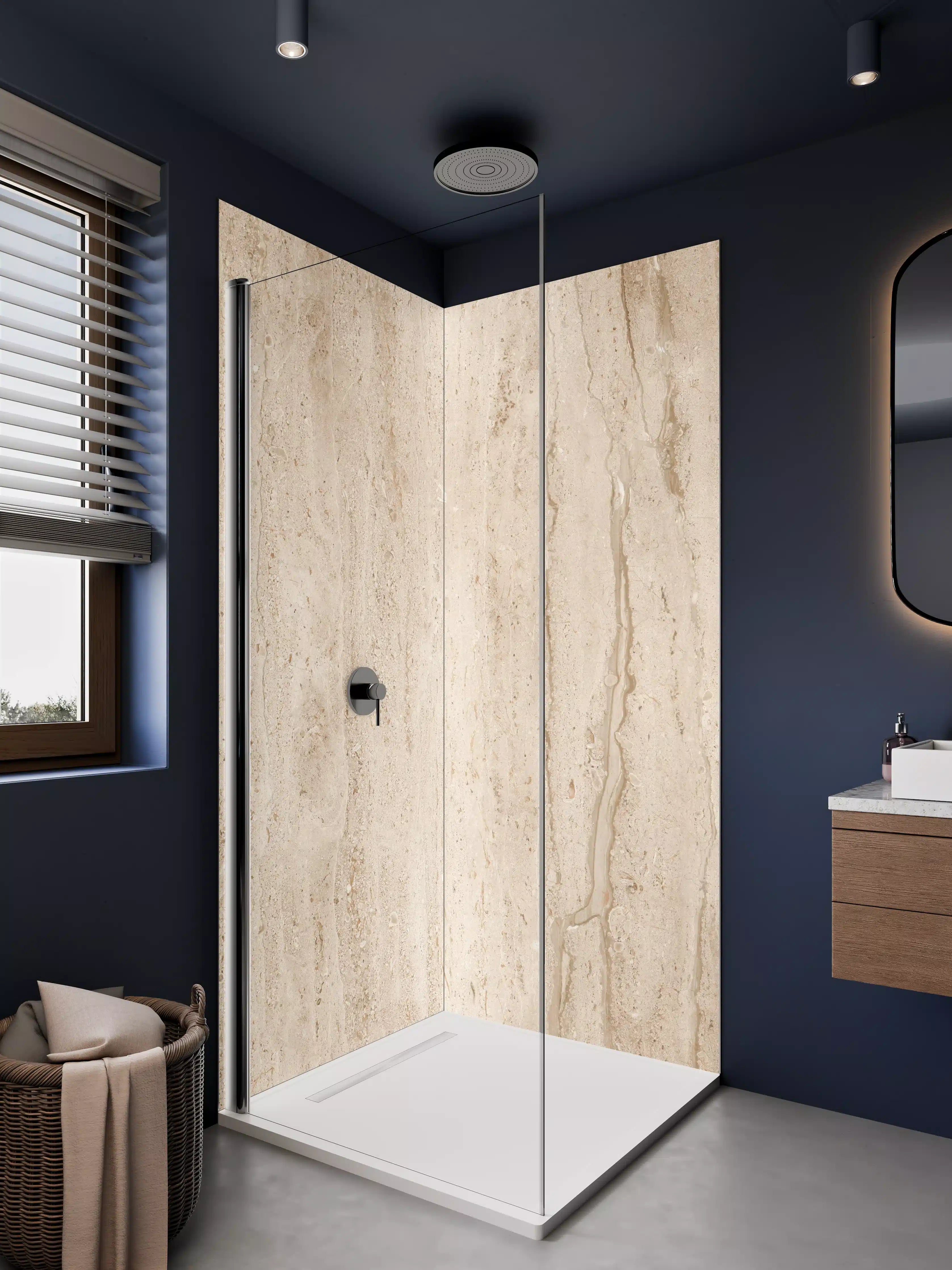 Duschrückwand - Helle Beige-Marmor-Textur