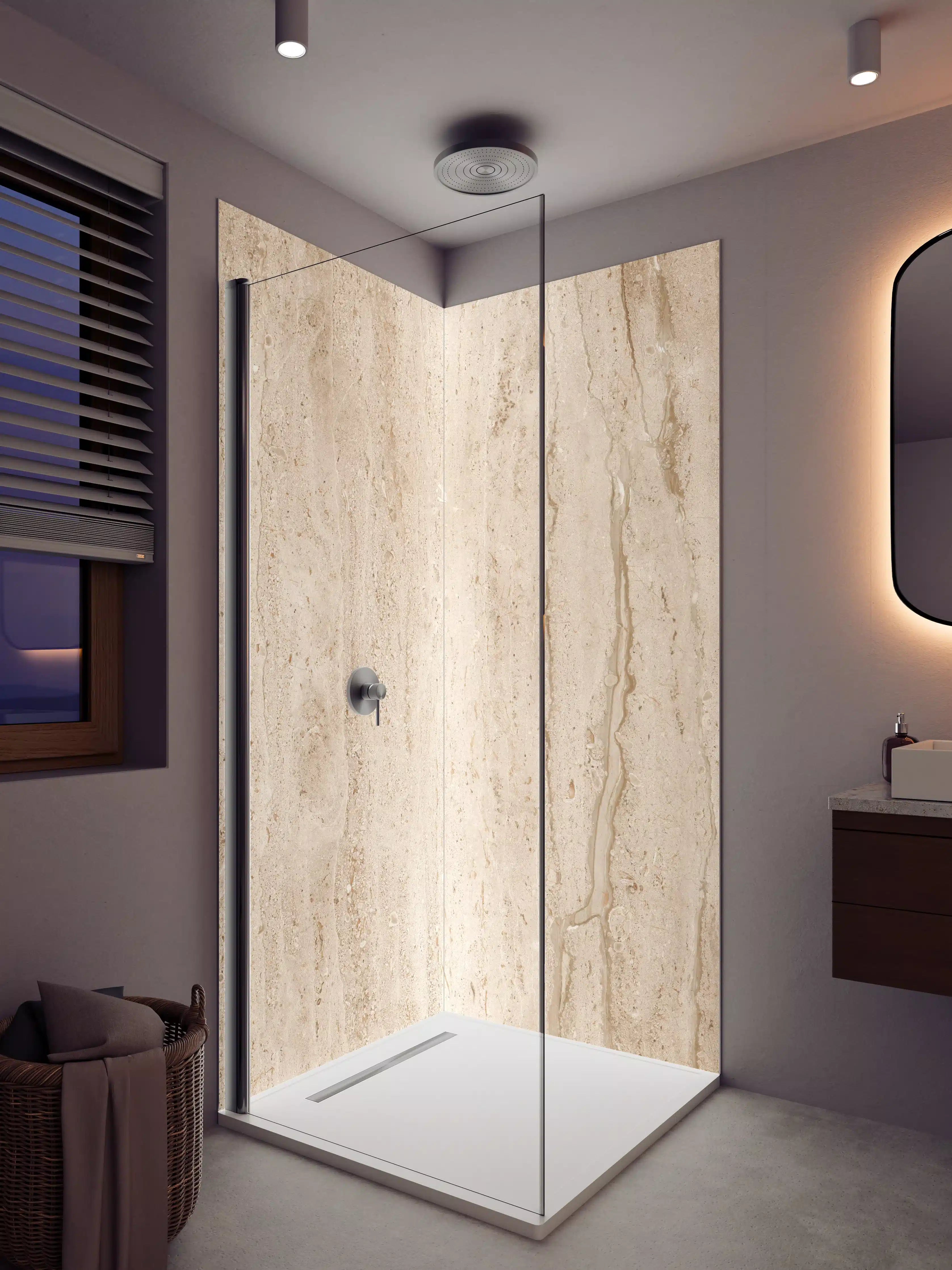 Duschrückwand - Helle Beige-Marmor-Textur