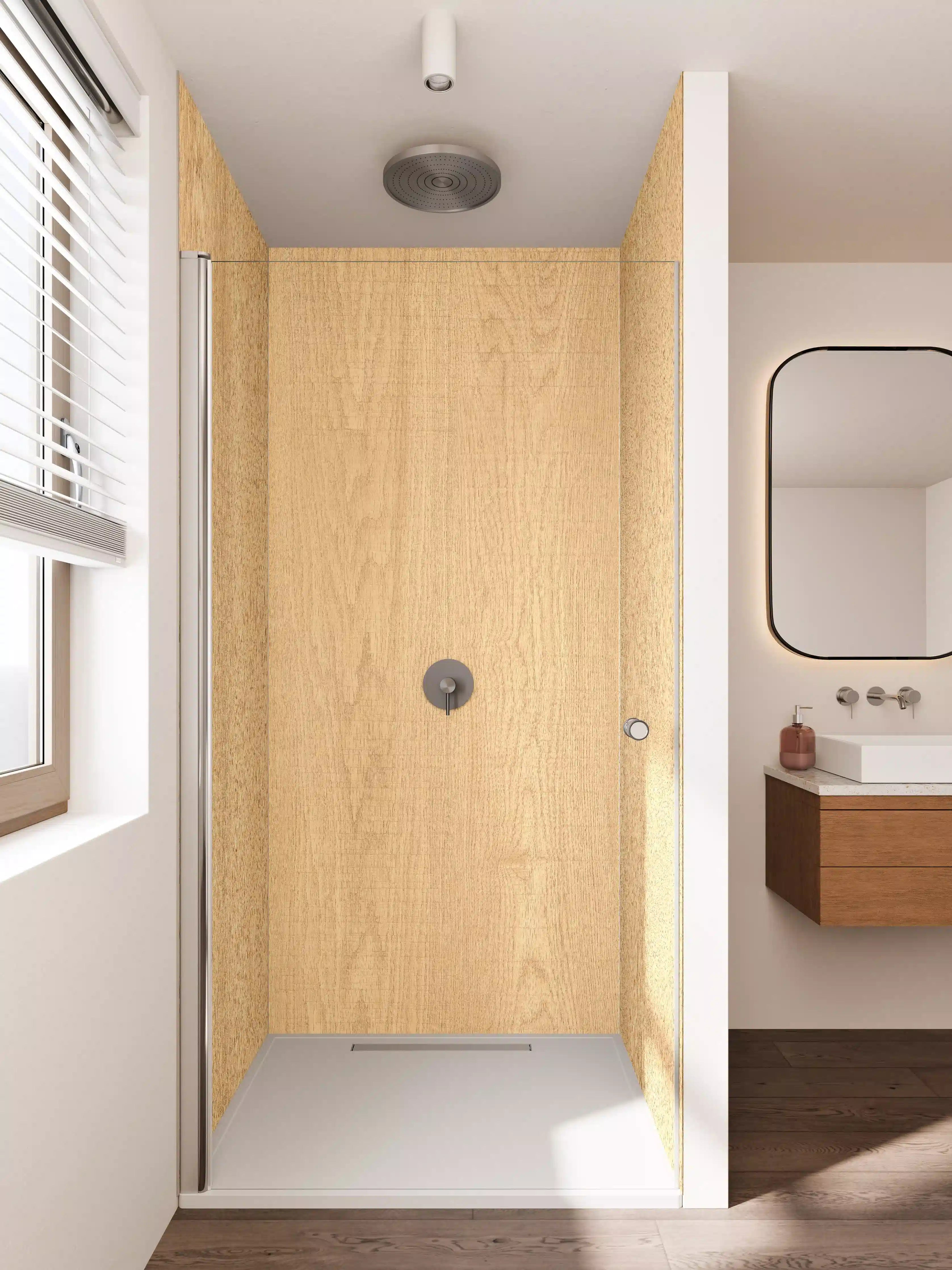 Duschrückwand - Helle Holzstruktur toskanisches Design