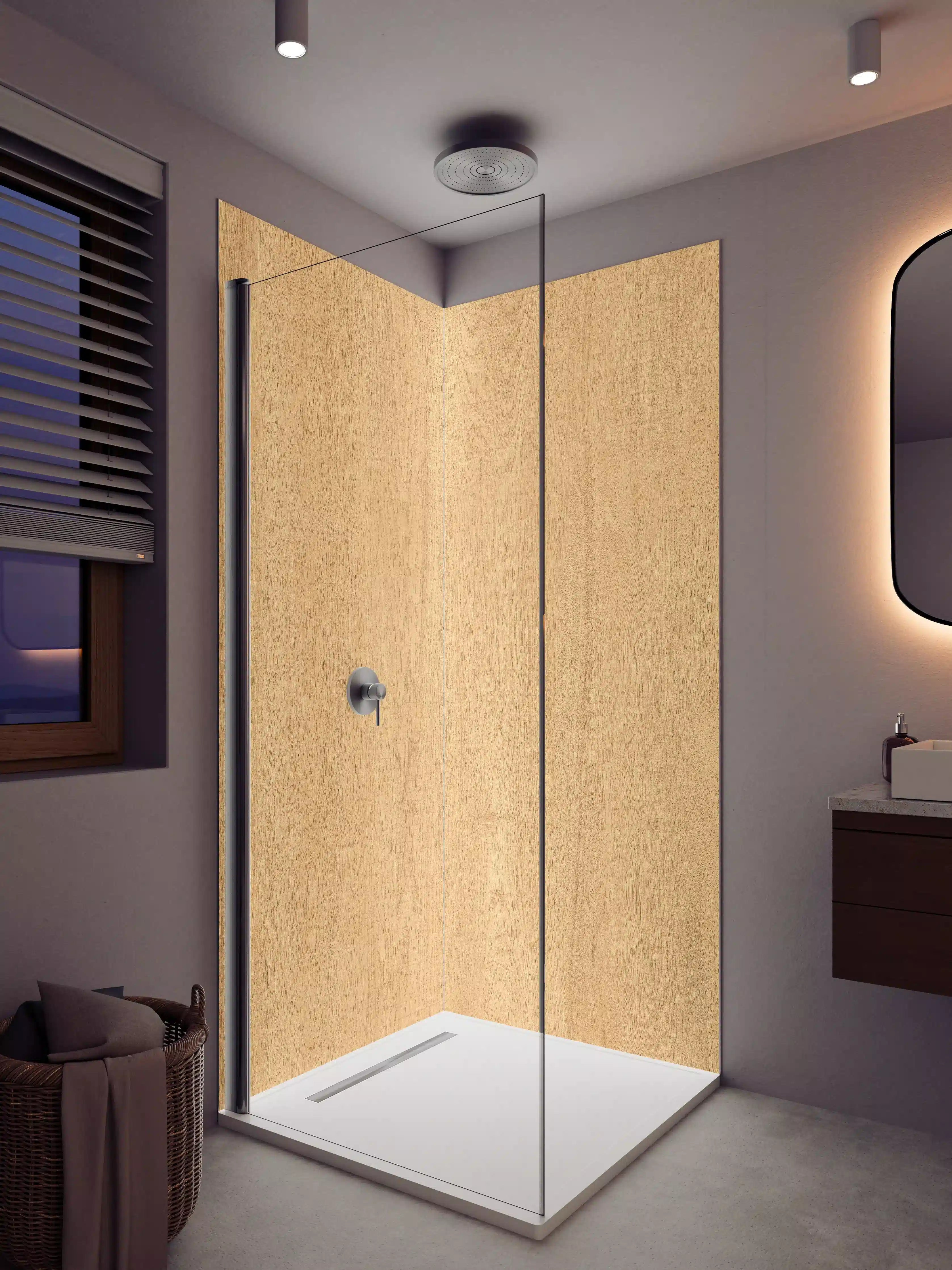 Duschrückwand - Helle Holzstruktur toskanisches Design