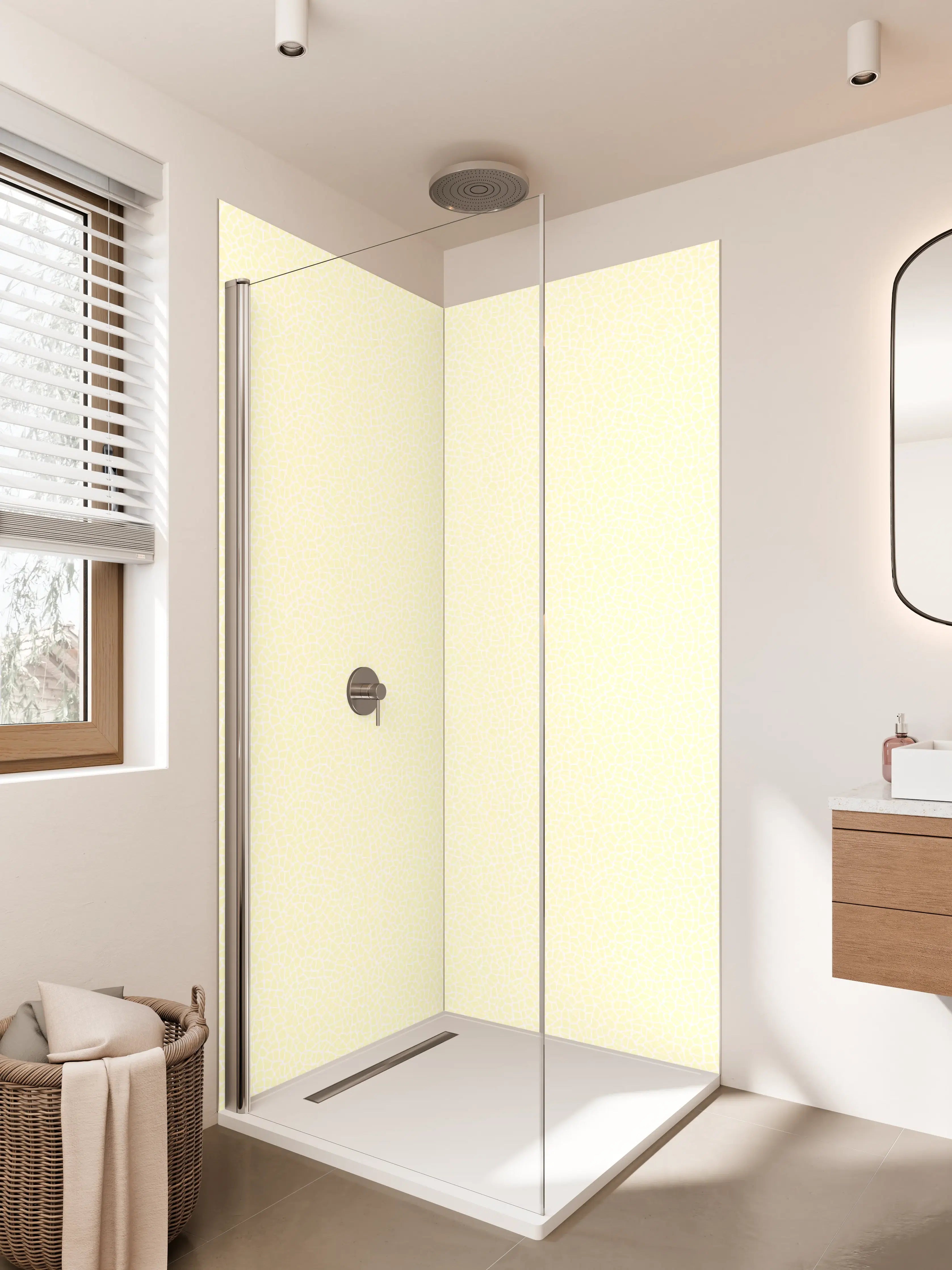 Duschrückwand - Helle, beige Struktur mit feinen Details