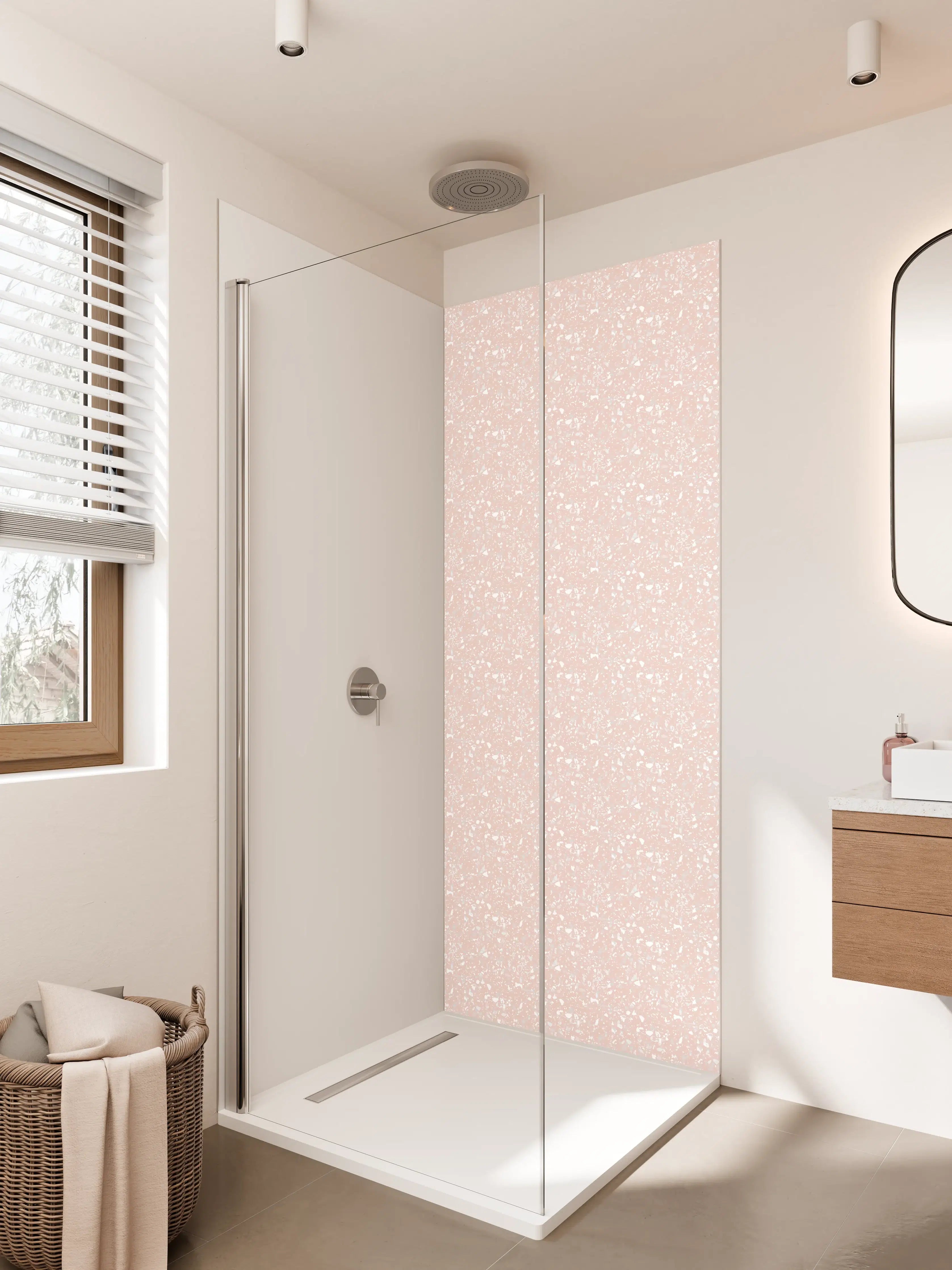 Duschrückwand - Heller Glitzer-Pink mit zarten Schimmern