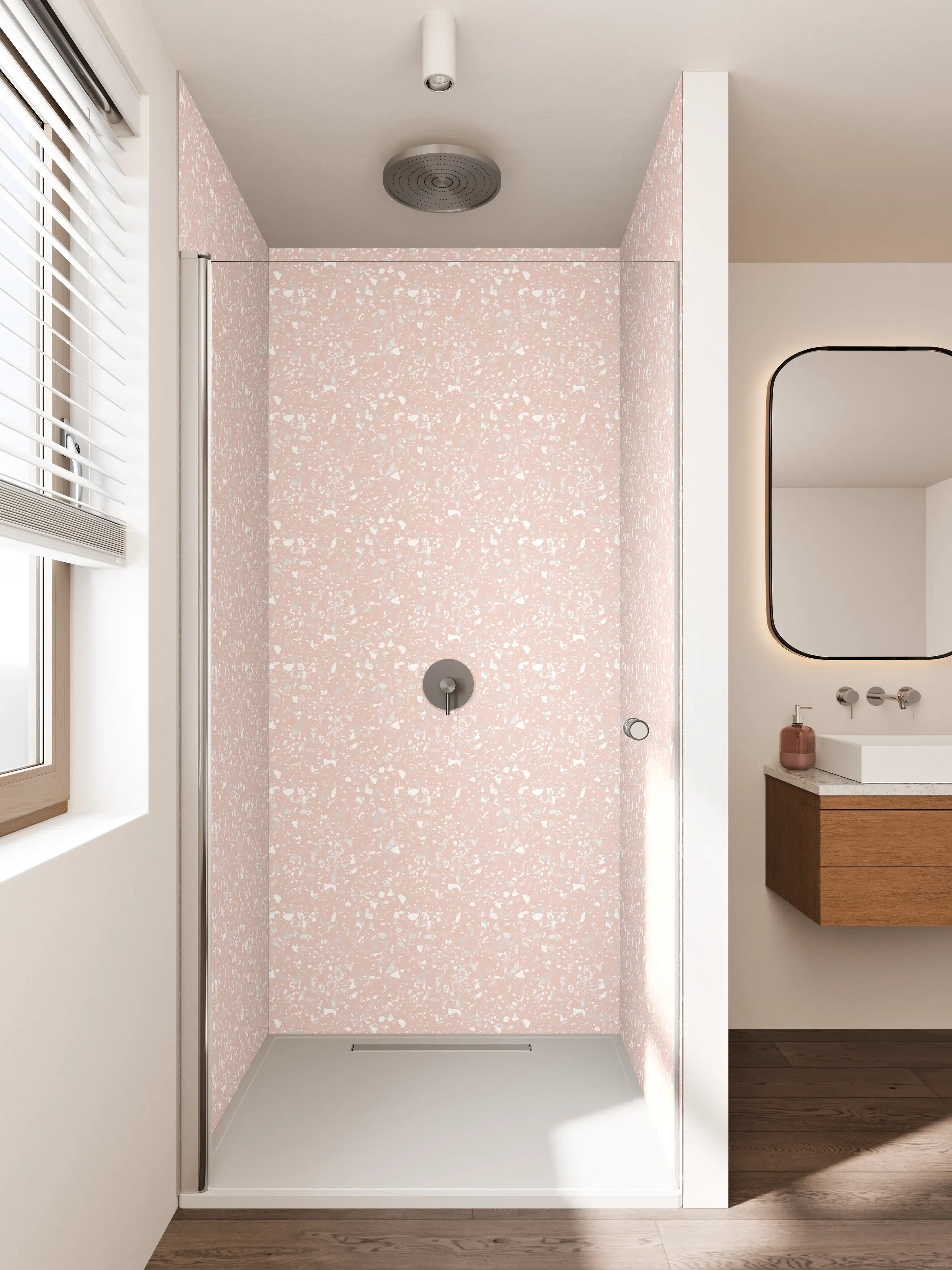 Duschrückwand - Heller Glitzer-Pink mit zarten Schimmern