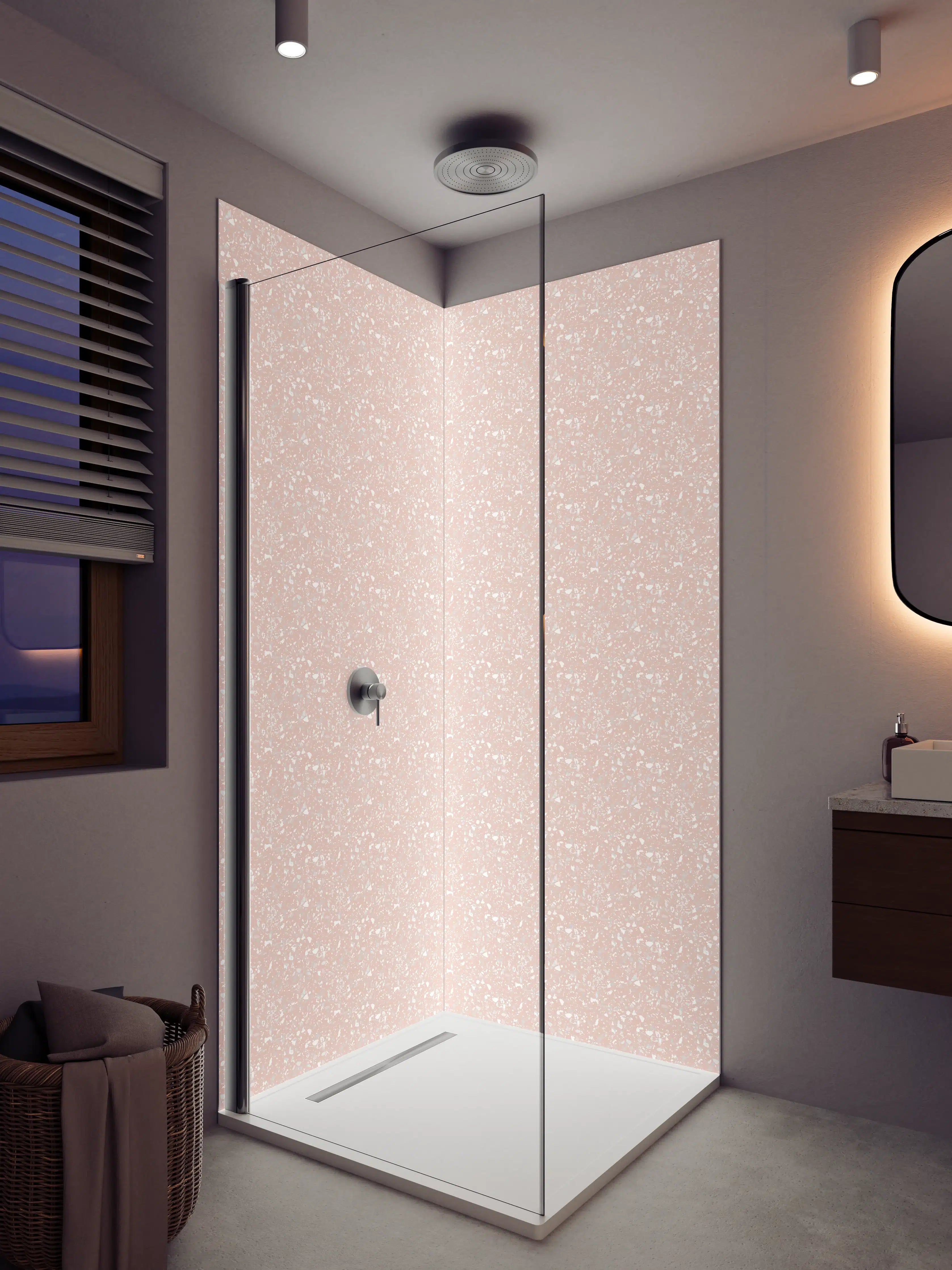 Duschrückwand - Heller Glitzer-Pink mit zarten Schimmern