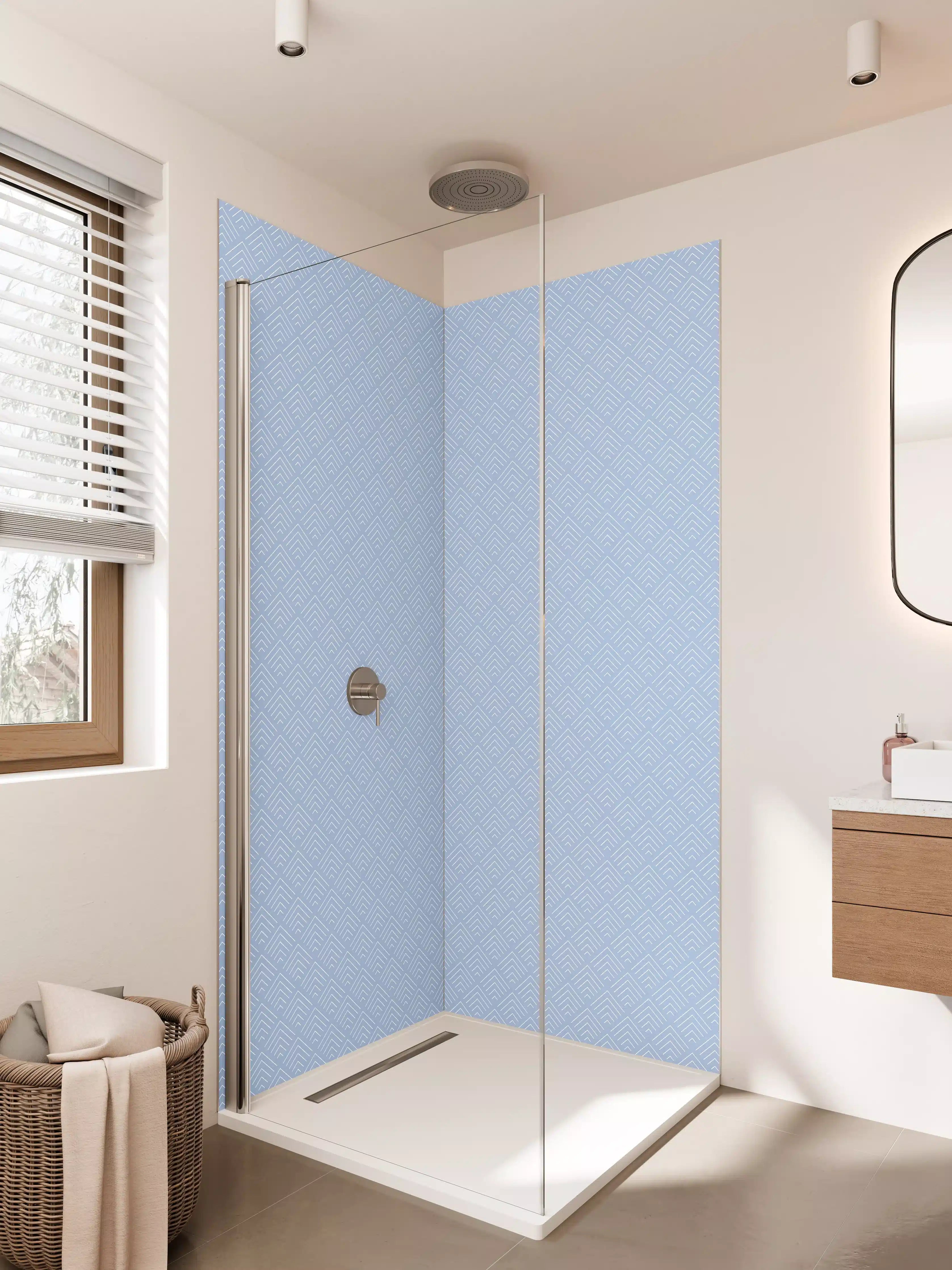 Duschrückwand - Helles, Muster-Design in Blau