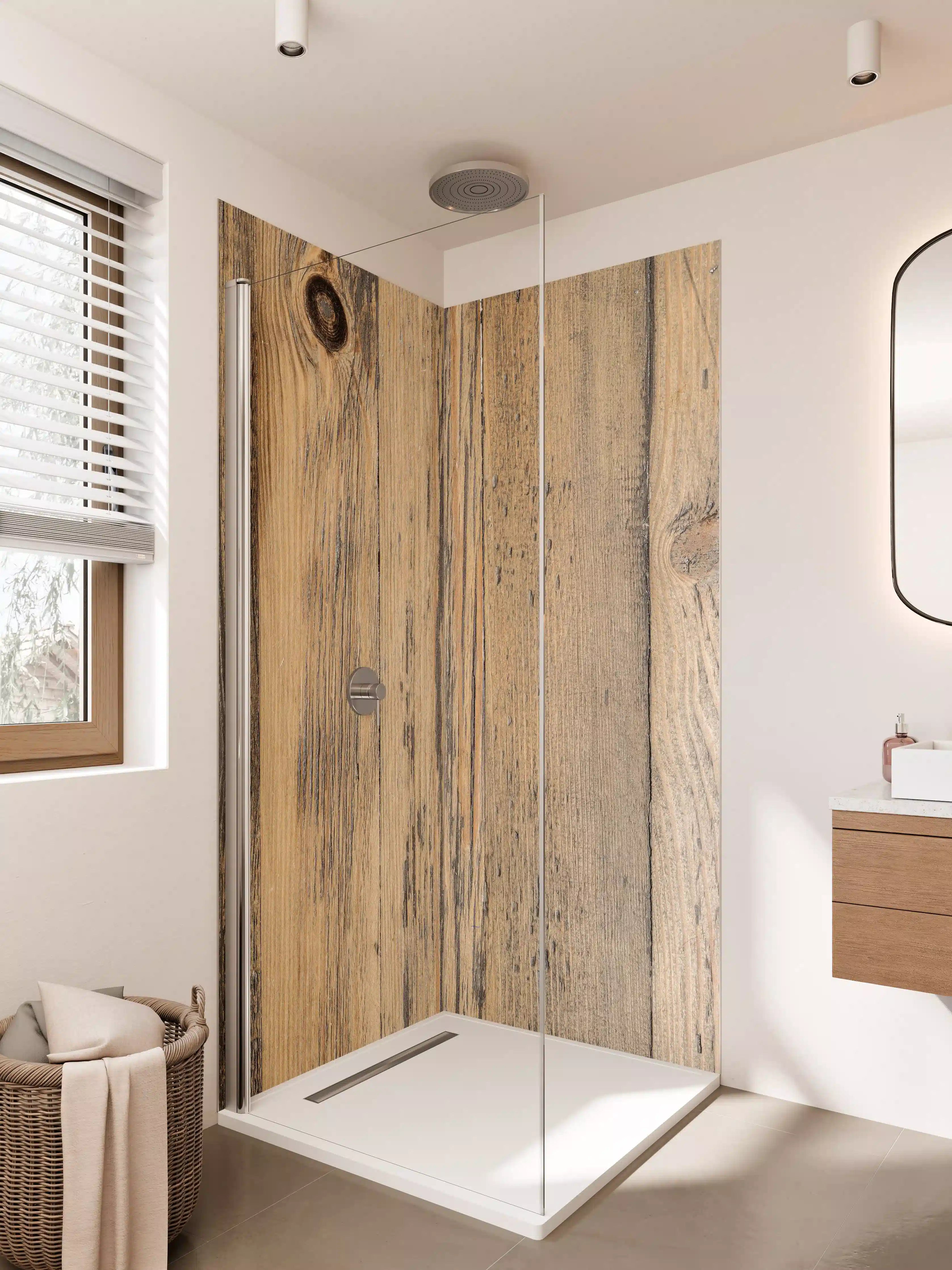 Duschrückwand - Holzoptik im natürlichen Look