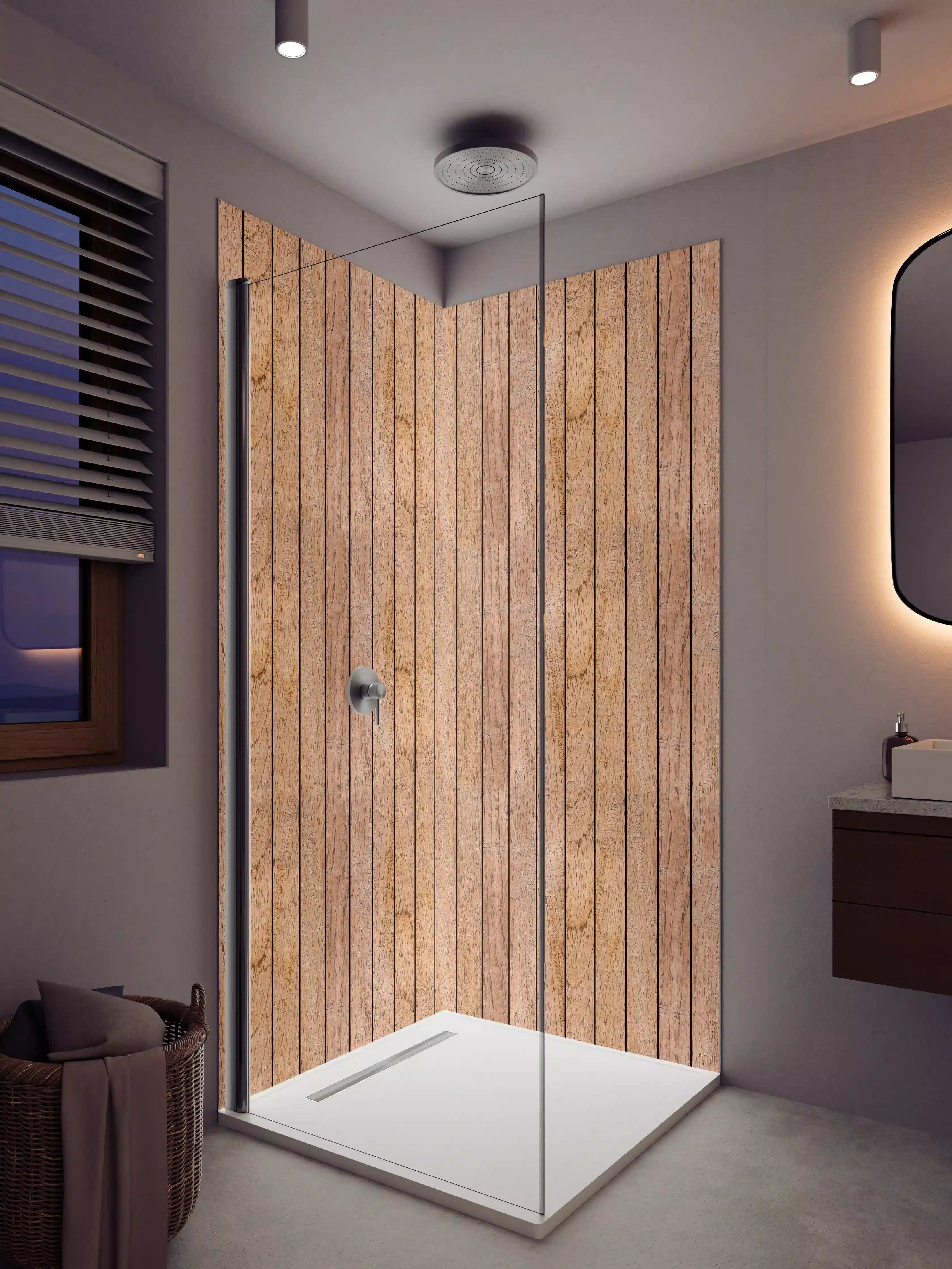 Duschrückwand - Holzoptik mit feiner Linienstruktur
