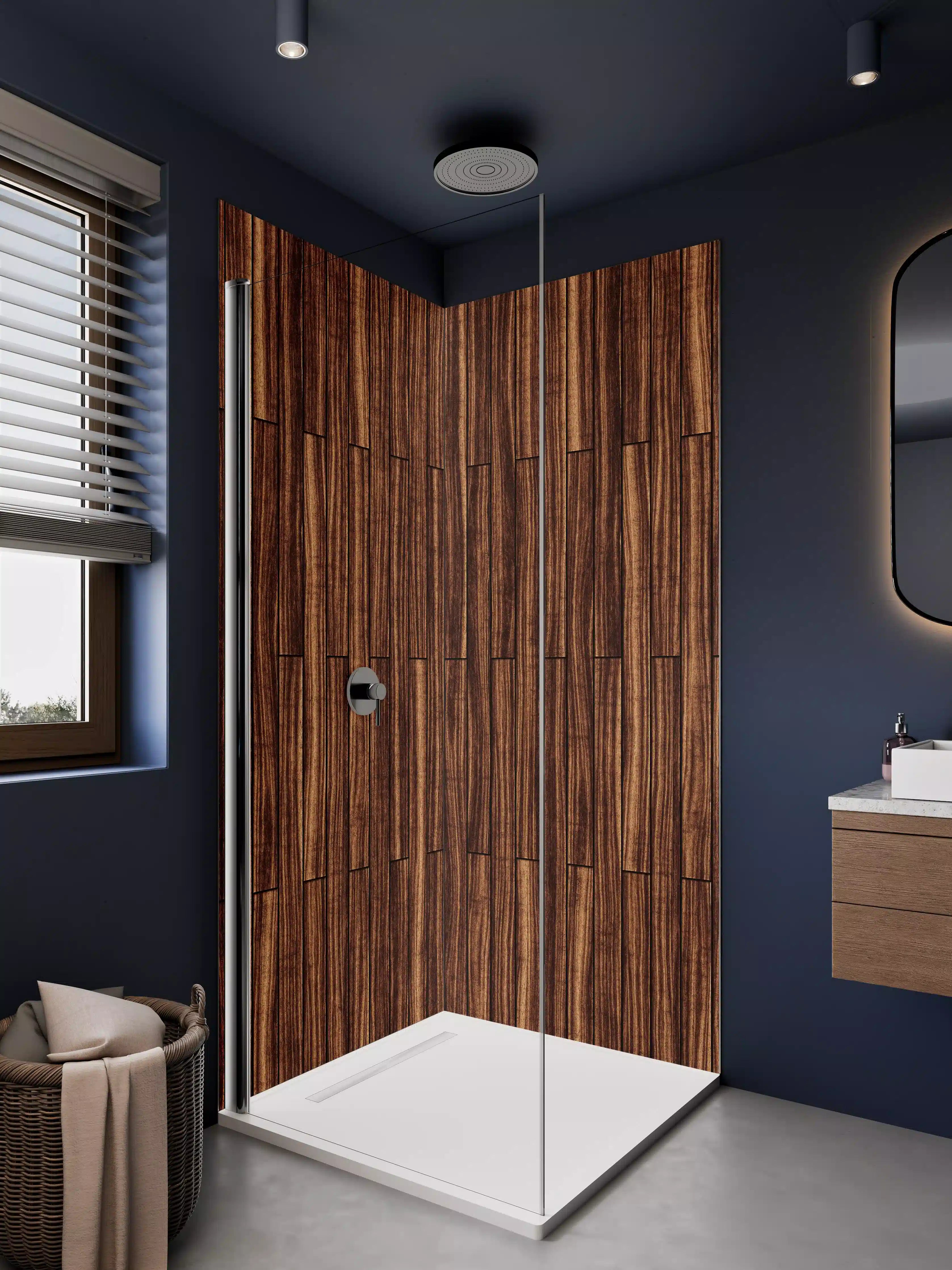 Duschrückwand - Holzoptik mit warmer Oberfläche