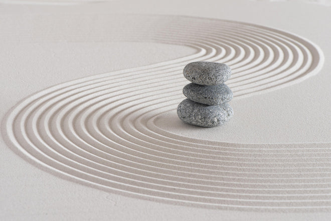 Duschrückwand - Japanischer Zen-Garten auf Sand