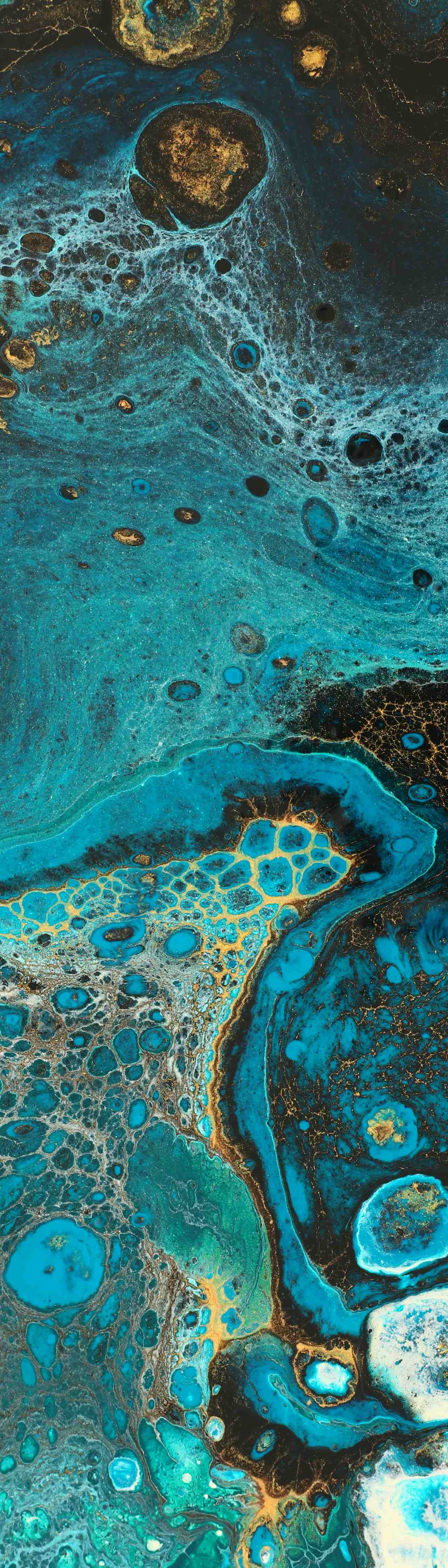 Duschrückwand-Leuchtendes Meeresmuster in Blau und Gold