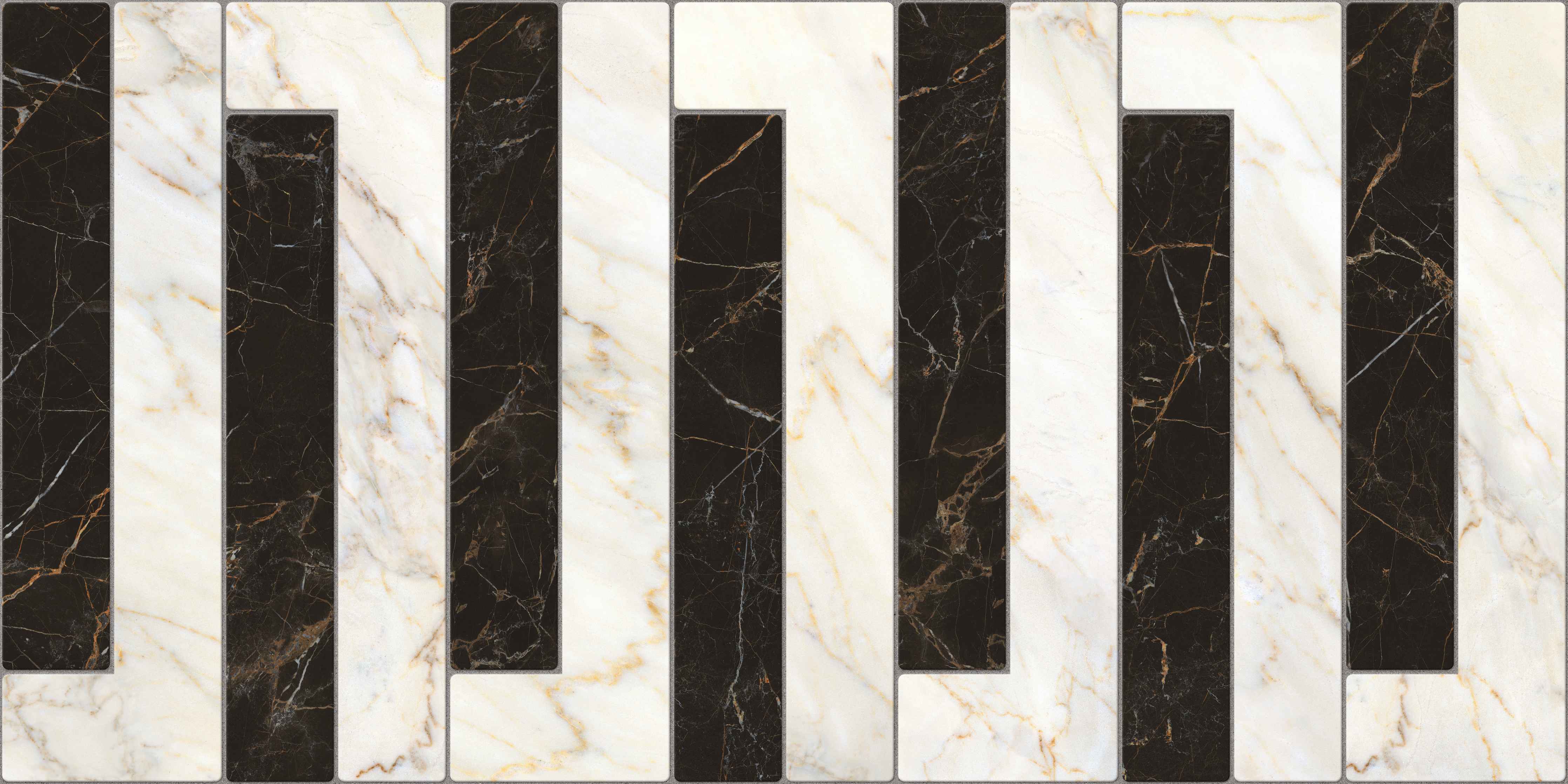 Duschrückwand-Luxus-Marmor-Optik in Schwarz-Weiß