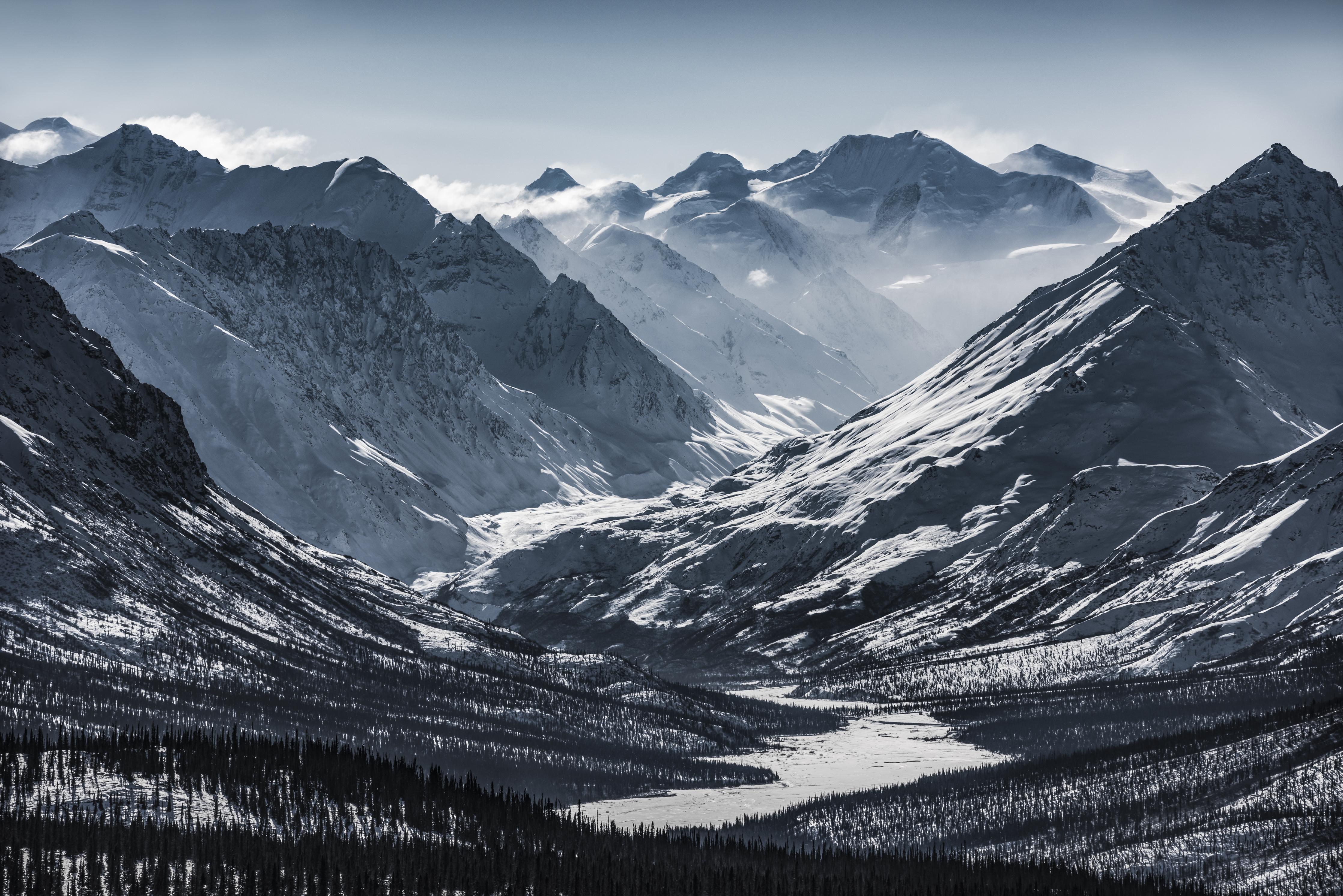 Duschrückwand-Majestätische Alaskanische Schneeberge