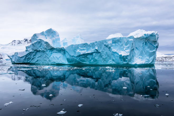 Duschrückwand - Majestätischer Antarktis Eisberg mit Reflexion