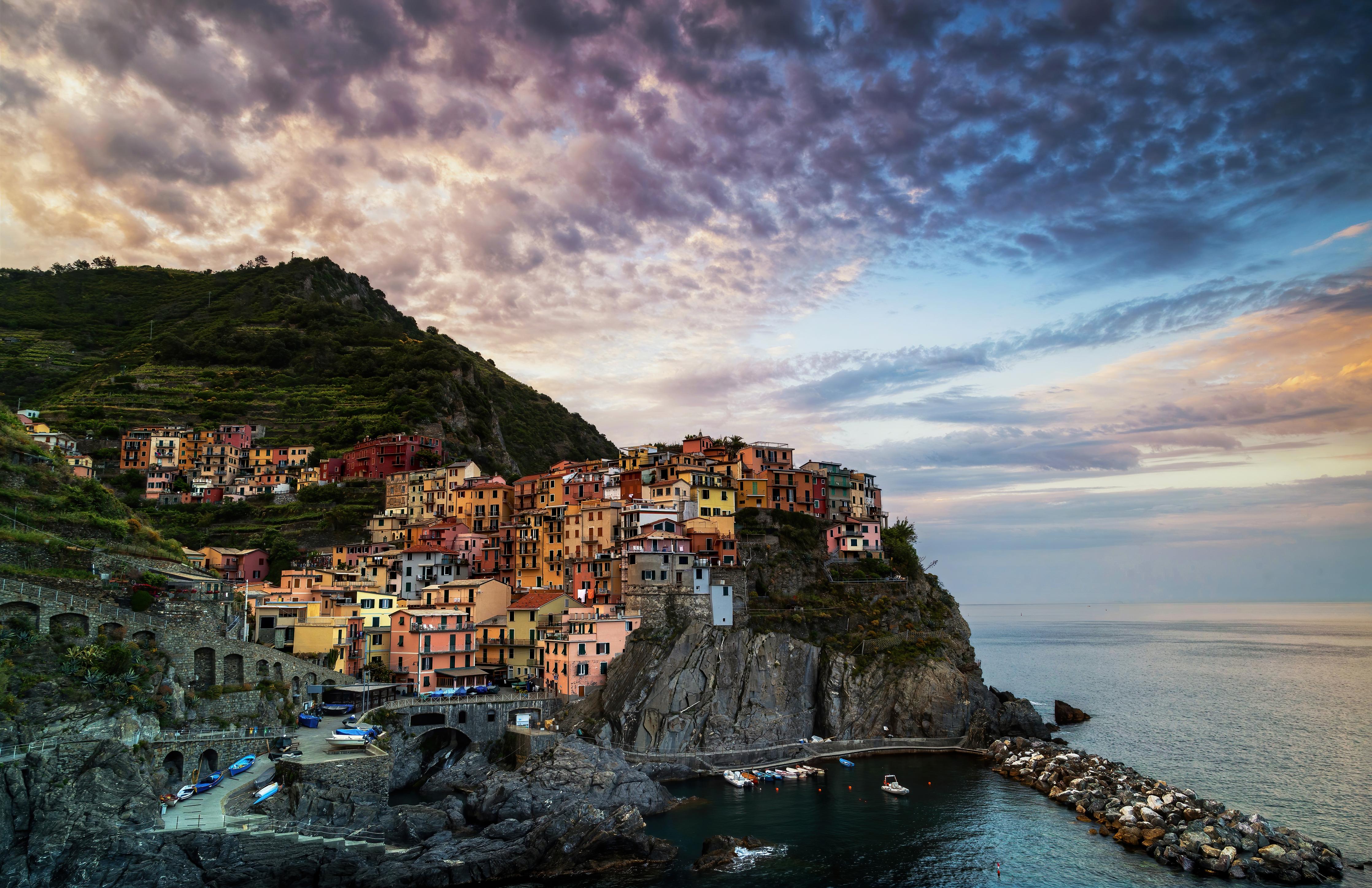 Duschrückwand-Manarola Italien Küstendämmerung