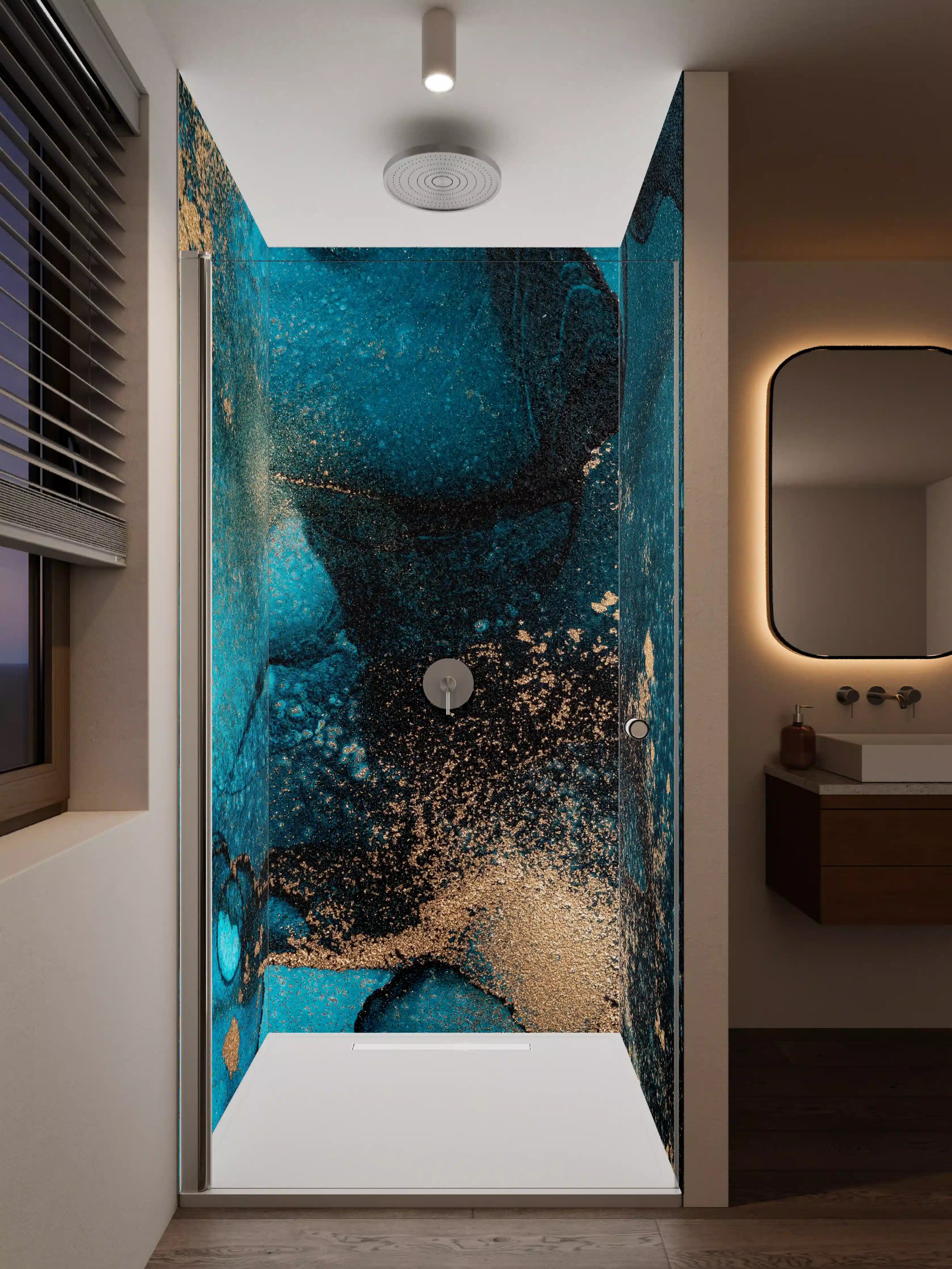 Duschrückwand - Marmor Wand Design - Flüssigmalerei