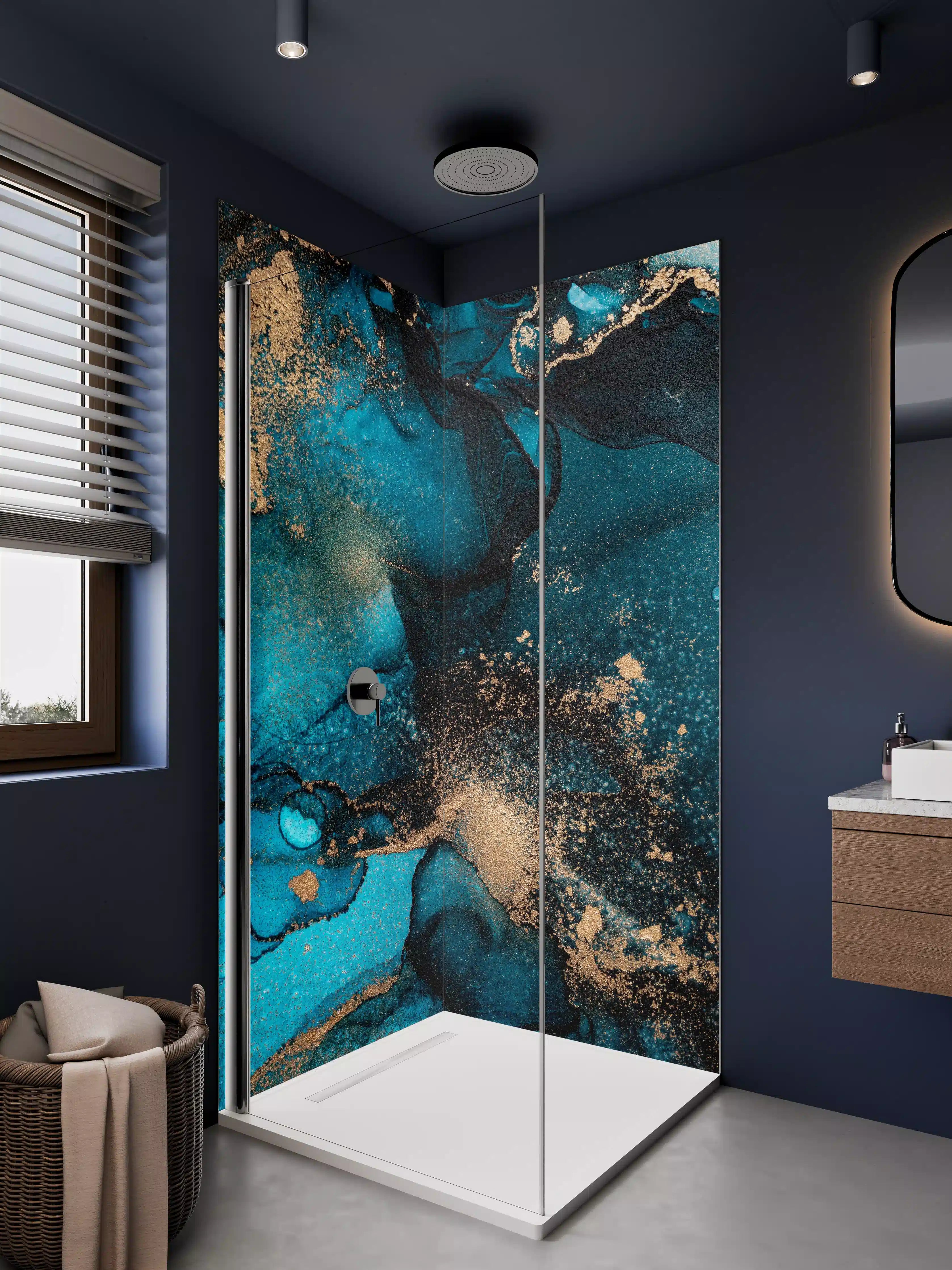 Duschrückwand - Marmor Wand Design - Flüssigmalerei