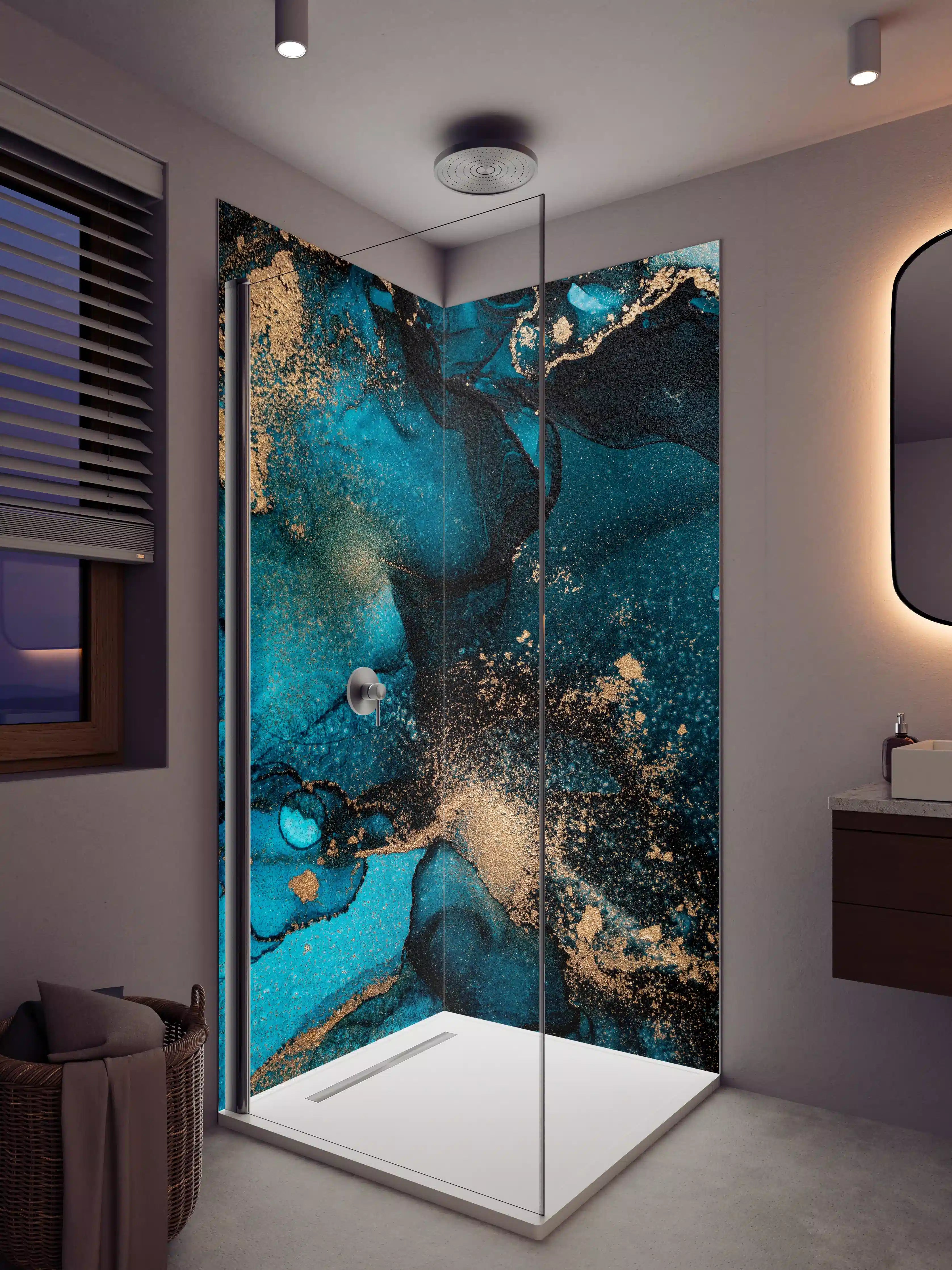 Duschrückwand - Marmor Wand Design - Flüssigmalerei