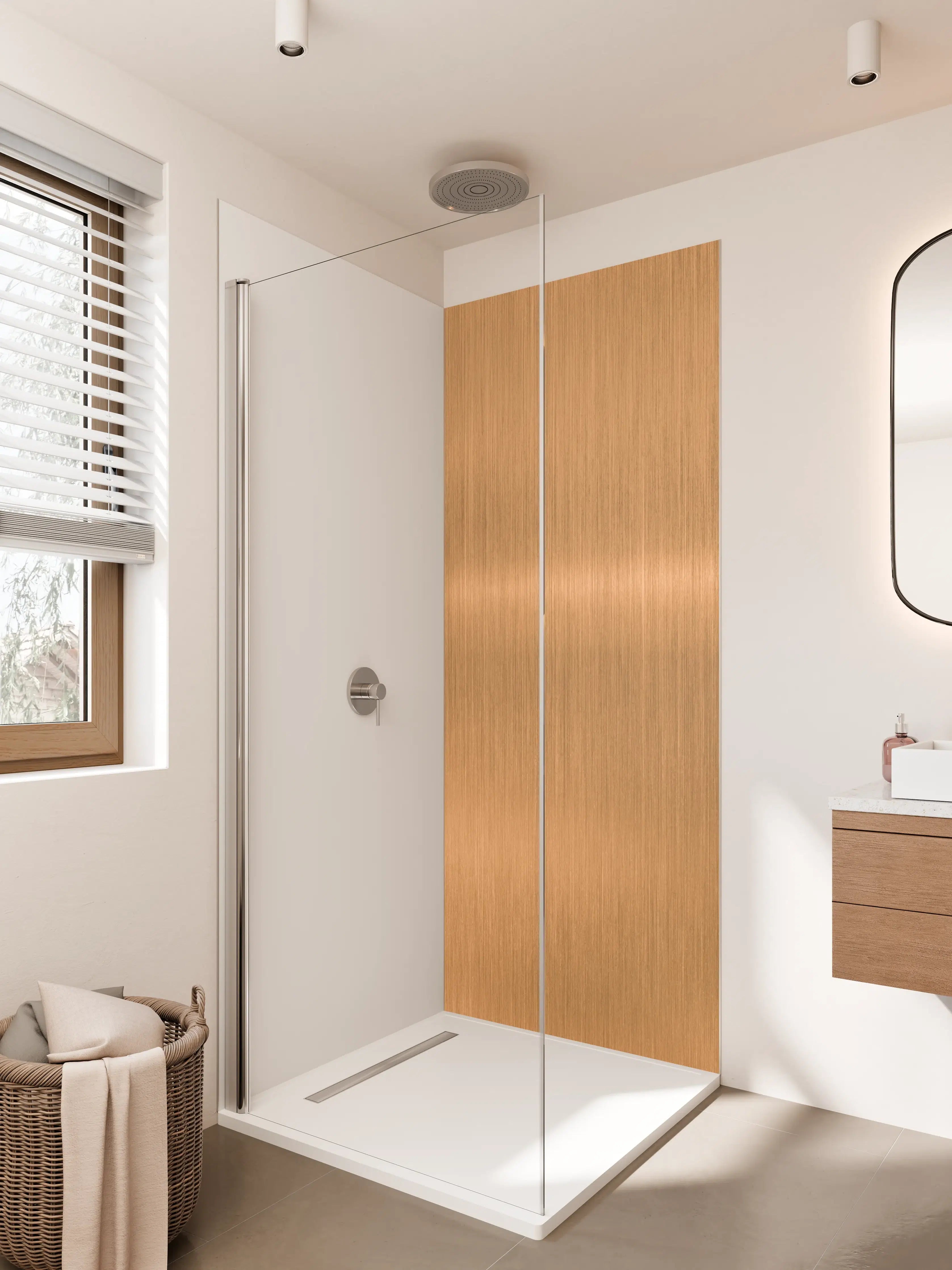 Duschrückwand - Metallische Kupferplatte