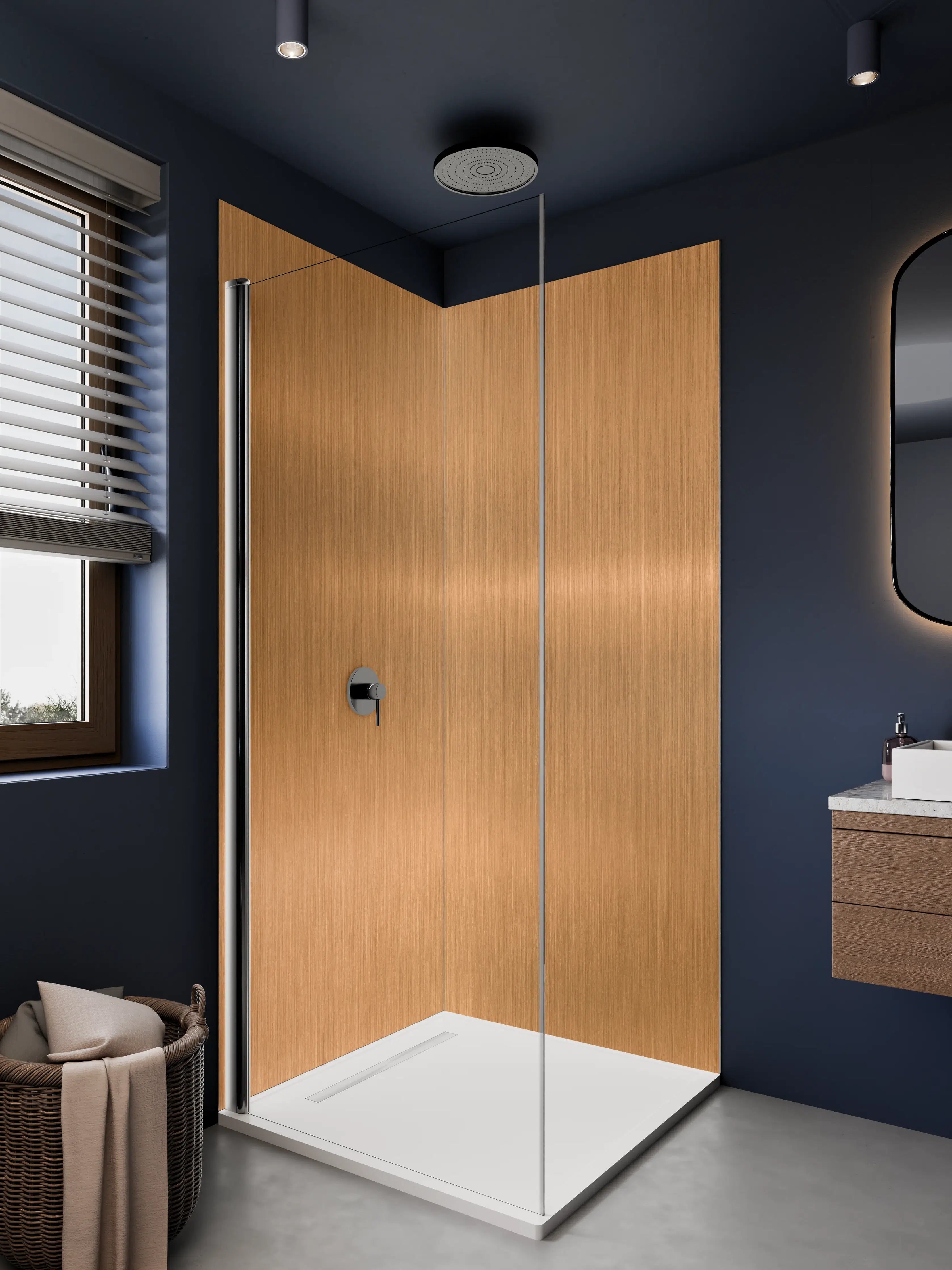 Duschrückwand - Metallische Kupferplatte