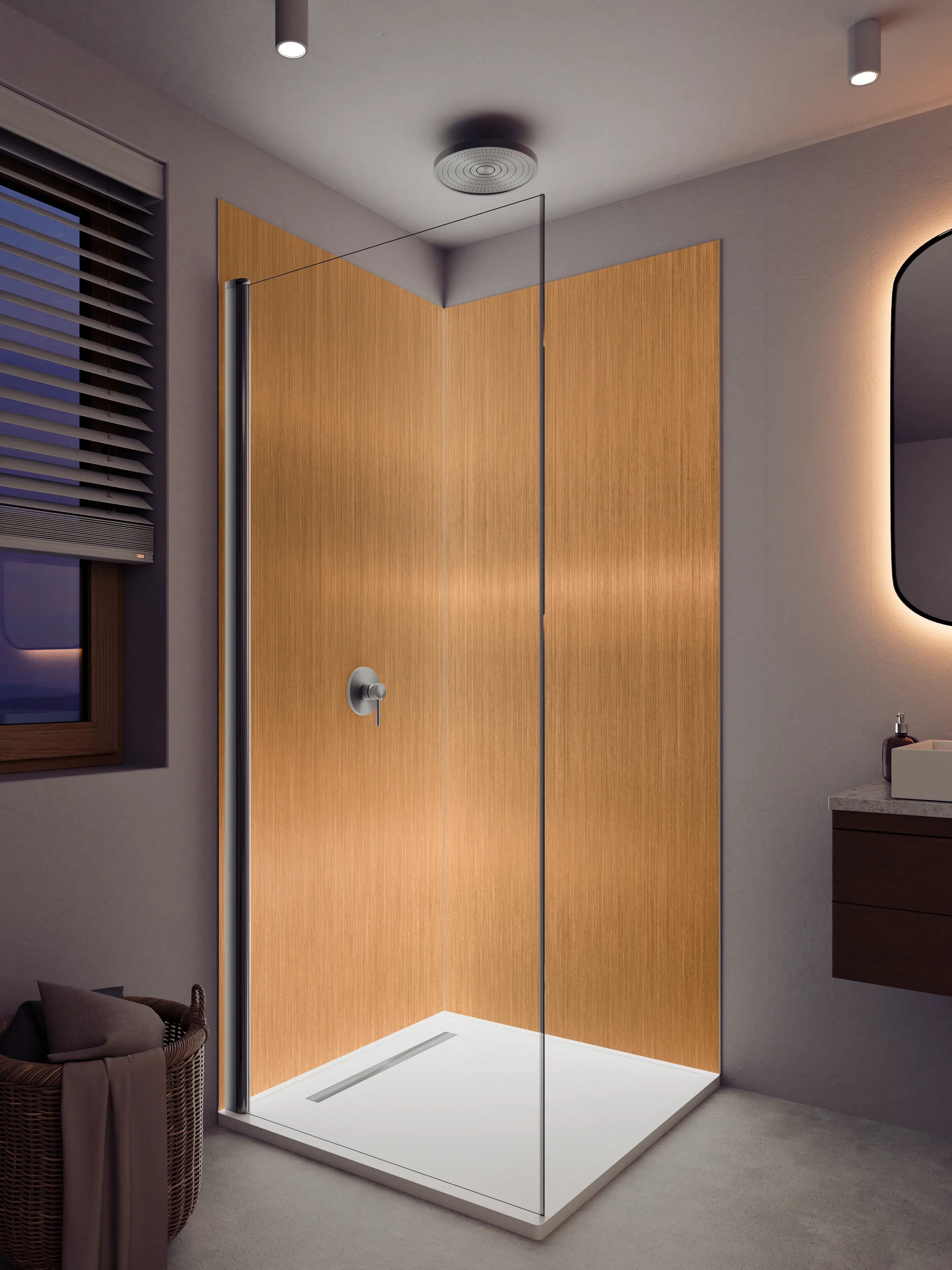 Duschrückwand - Metallische Kupferplatte