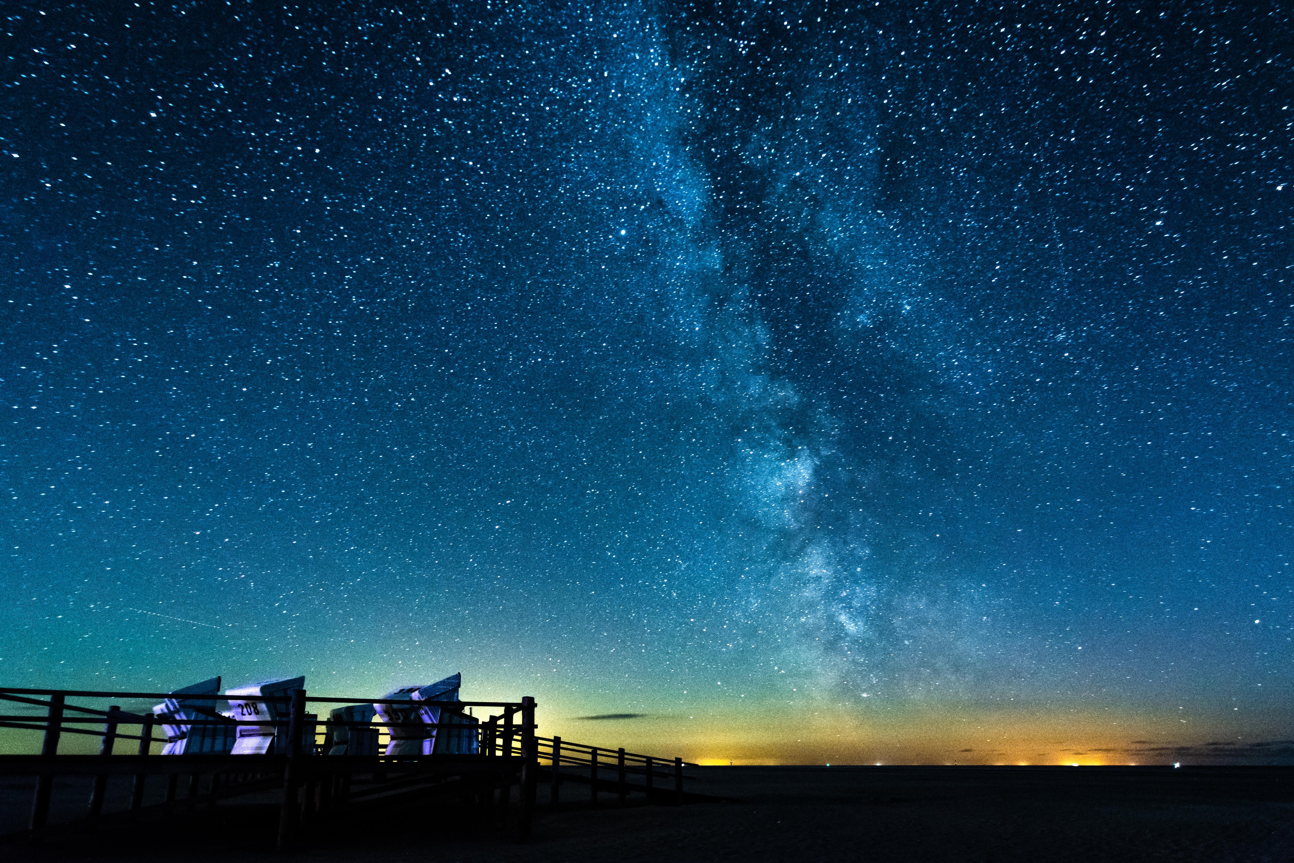 Duschrückwand-Milchstraße bei Nacht über der Nordsee