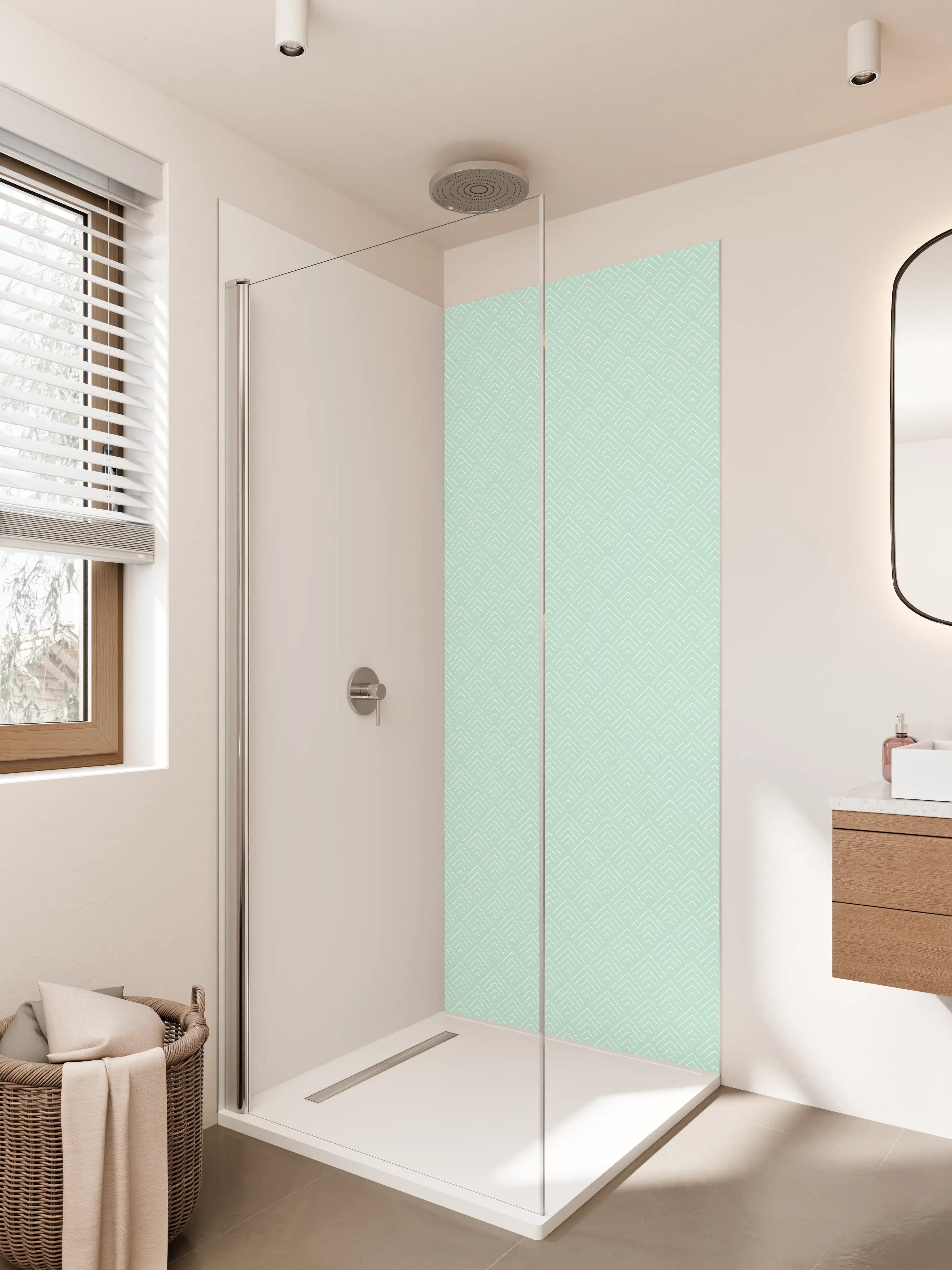 Duschrückwand - Mintgrünes Dekor mit feiner Textur