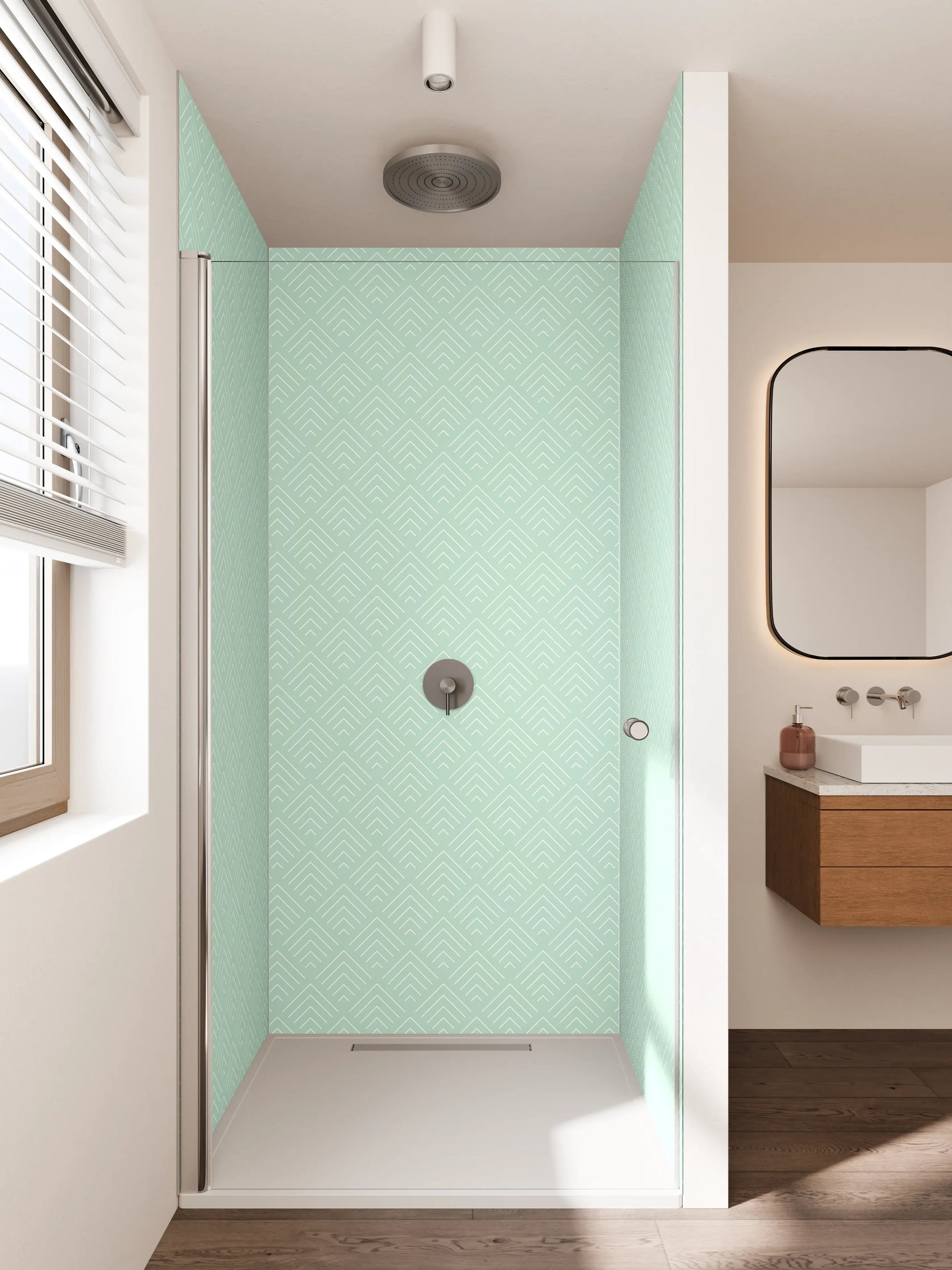 Duschrückwand - Mintgrünes Dekor mit feiner Textur