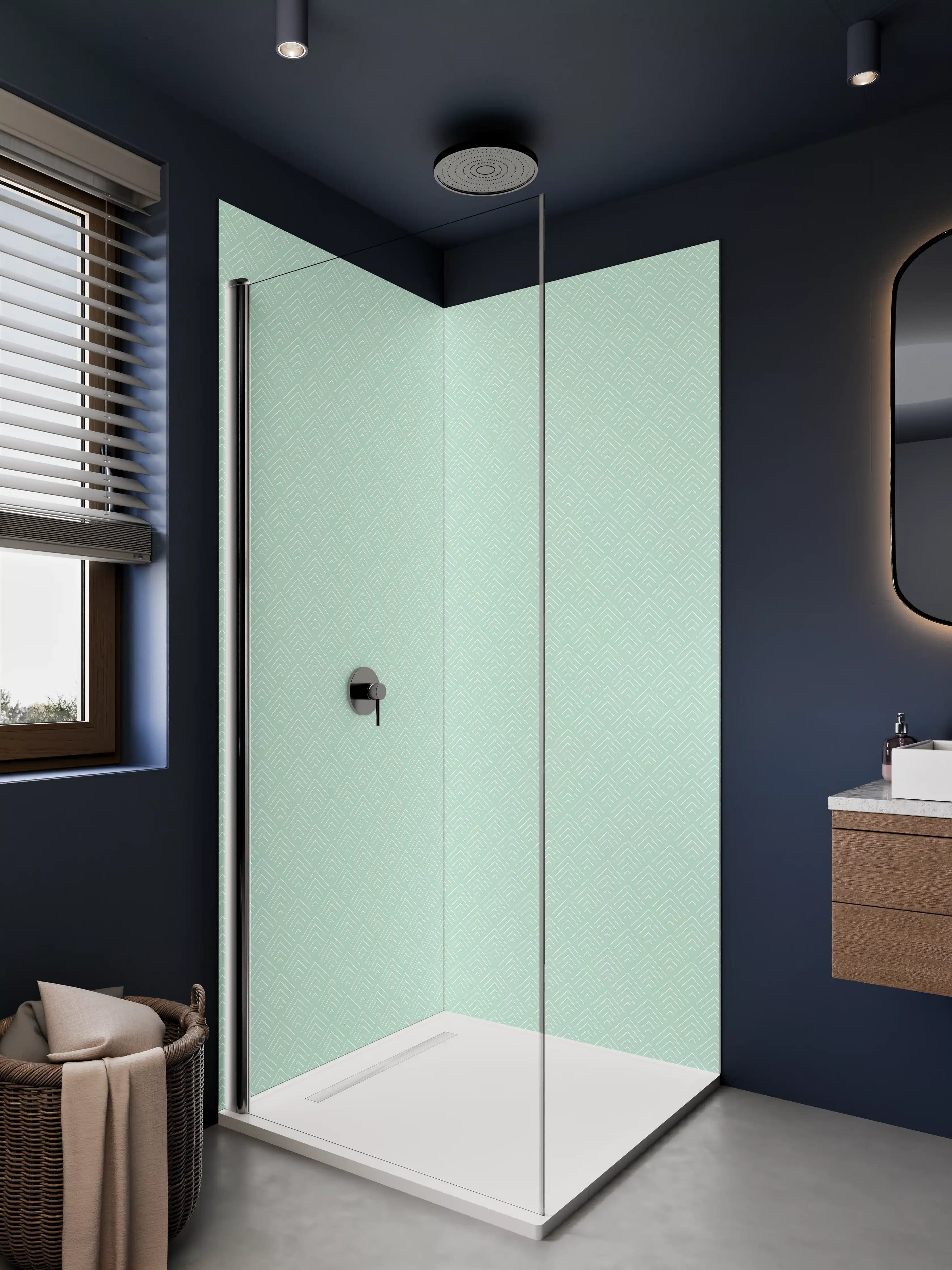 Duschrückwand - Mintgrünes Dekor mit feiner Textur