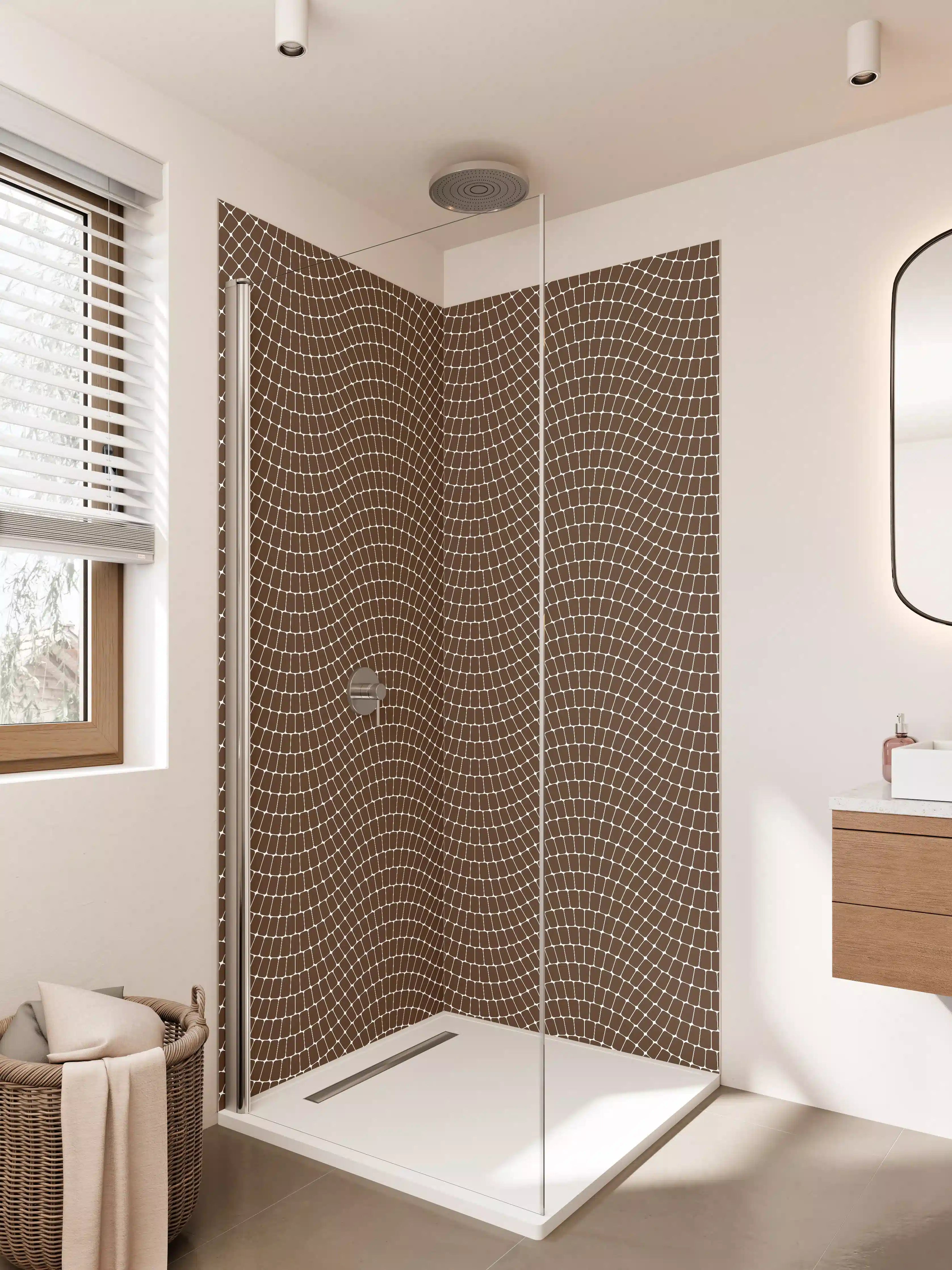 Duschrückwand - Moderne Braune Mosaik-Fliesenmuster