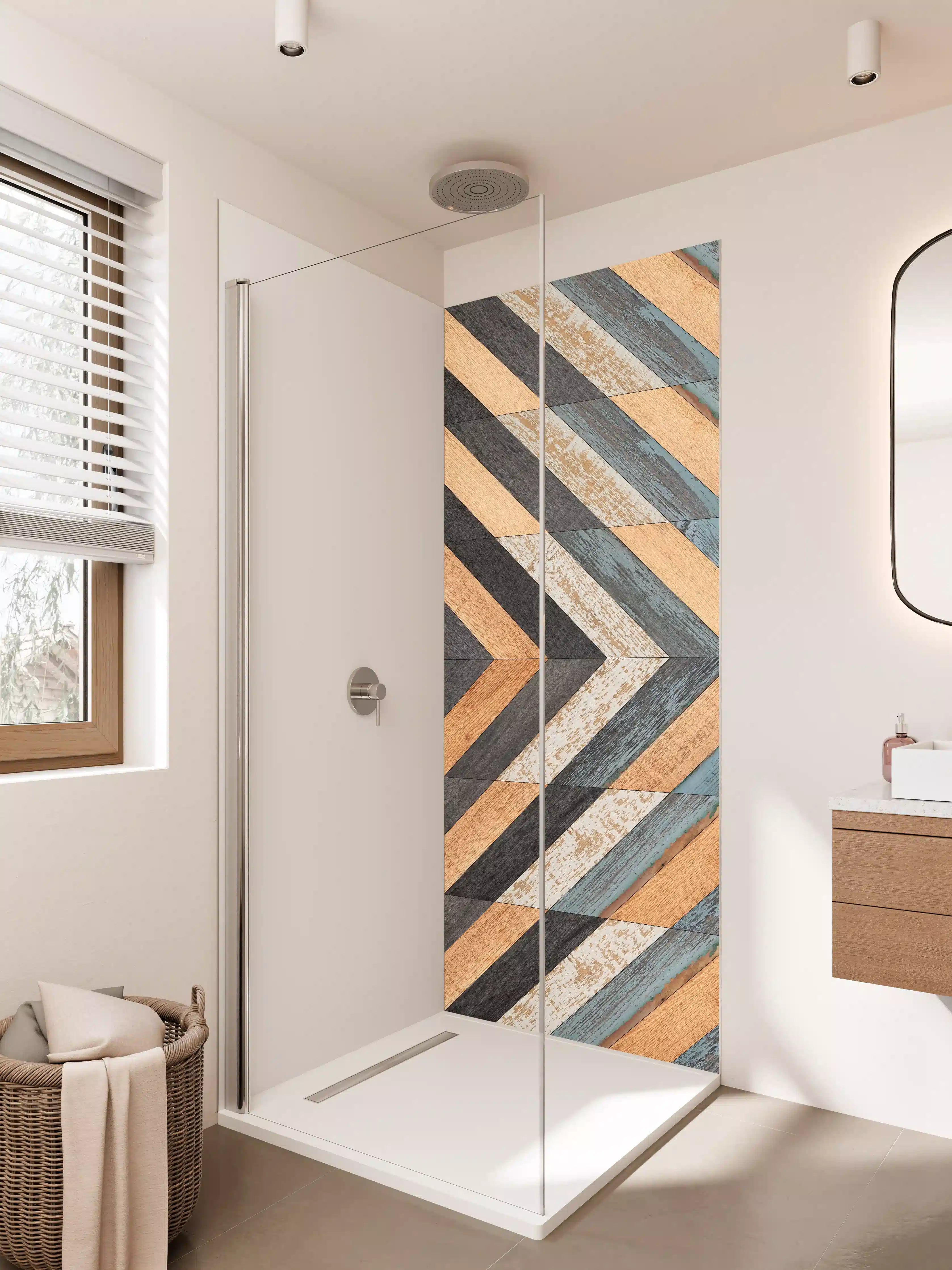 Duschrückwand - Moderne Holzdesign-Fliese