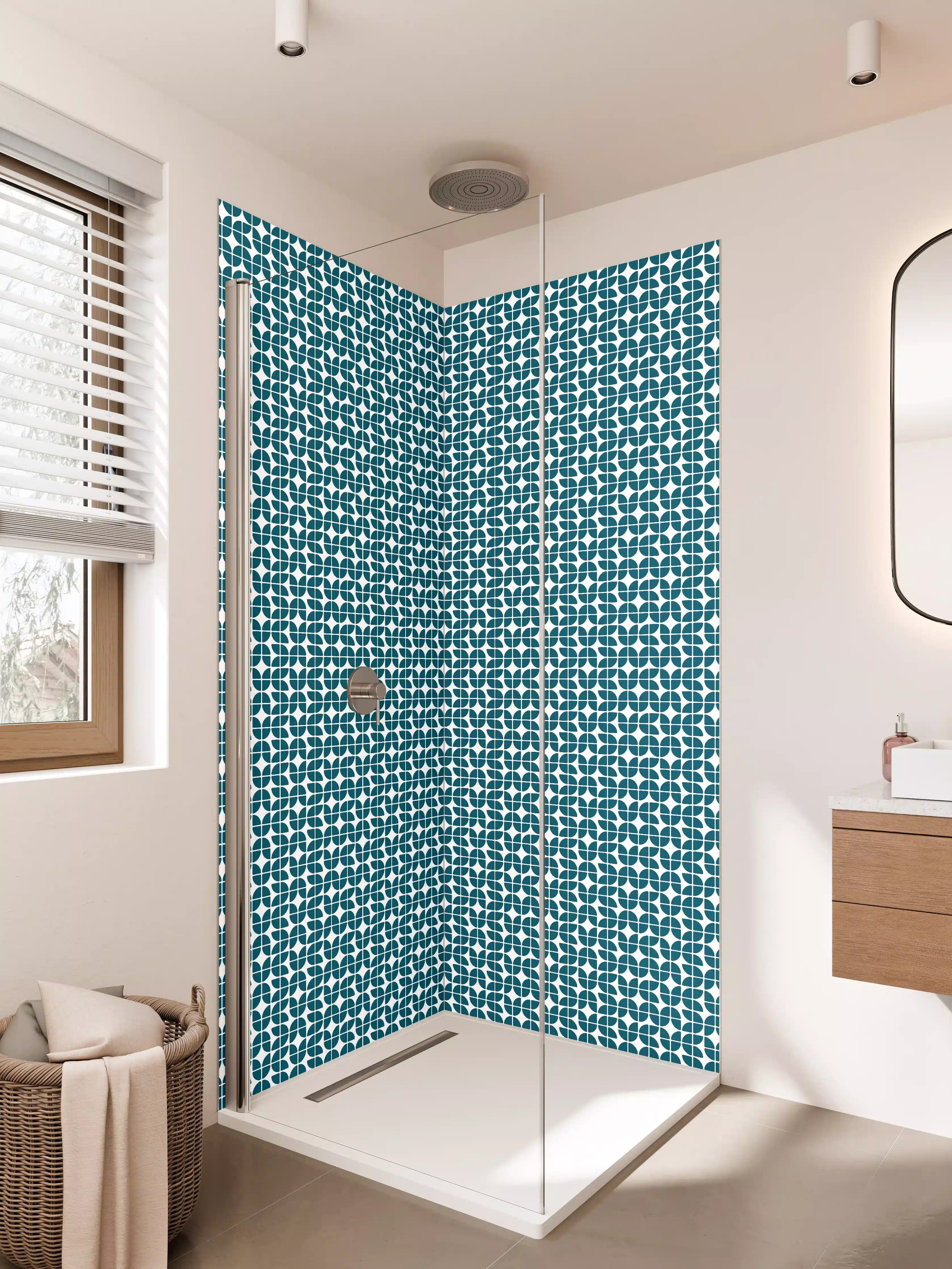 Duschrückwand - Moderne geometrische Fliesenstruktur