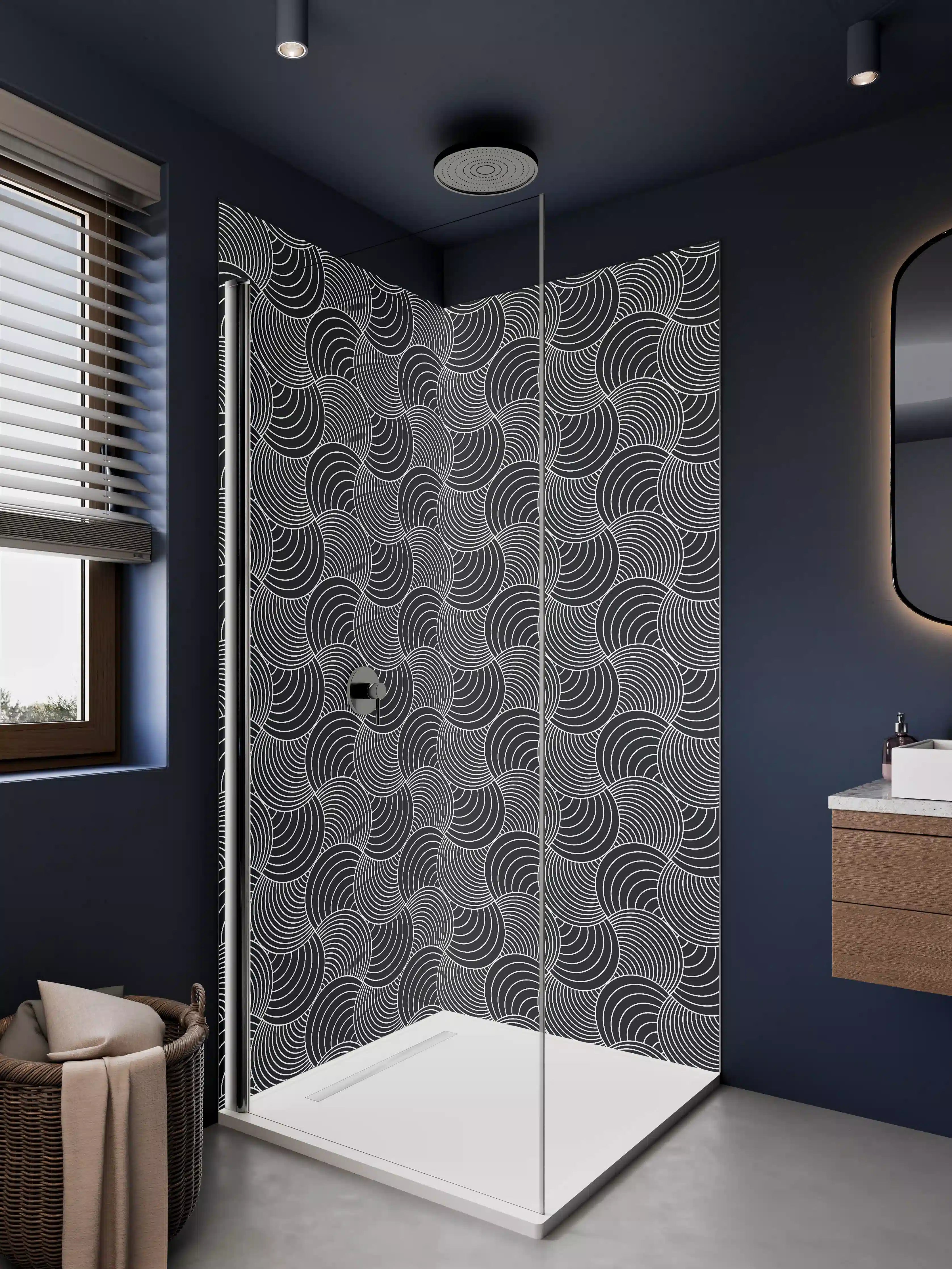 Duschrückwand - Moderne geometrische Muster in Schwarz und Weiß